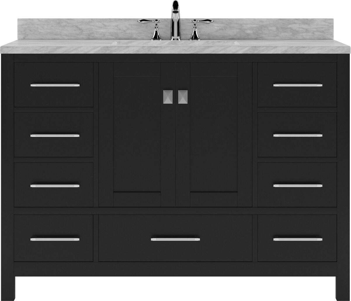 Virtu USA GS-50048-WMSQ-ES-NM Caroline Avenue 48-in Espresso Undermount Single Sink Bathroom Vanity with Italian Carrara White Marble Top