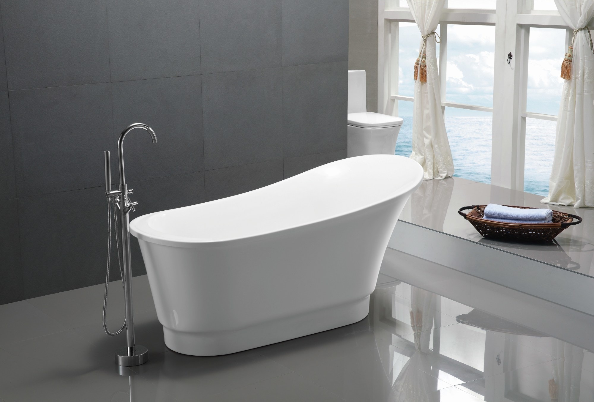 Anzzi FT-AZ102 Lori 6 ft. Whirlpool and Air Bath Tub in White