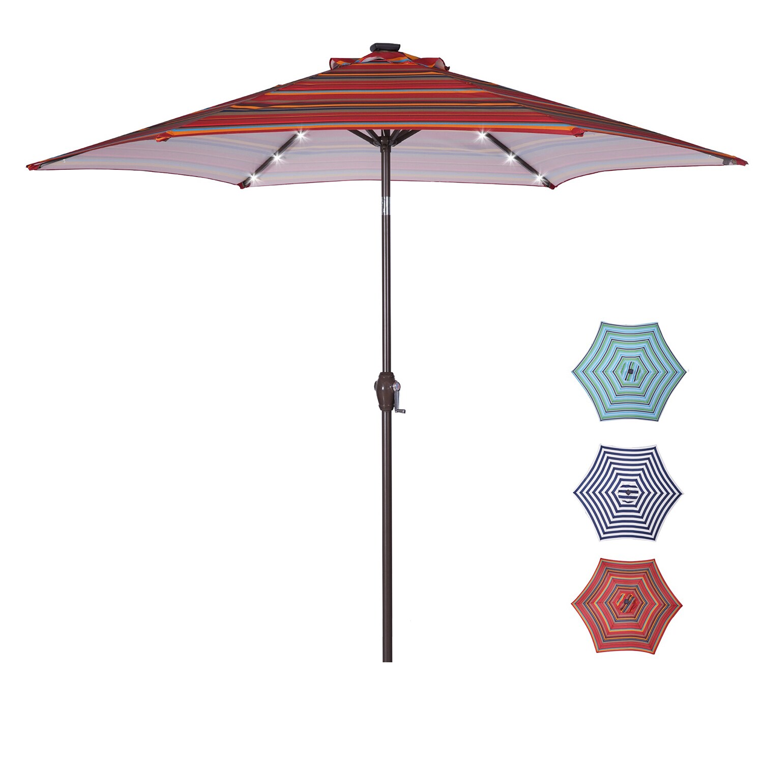 CASAINC 9ft Steel Market Patio Umbrella with Lights at