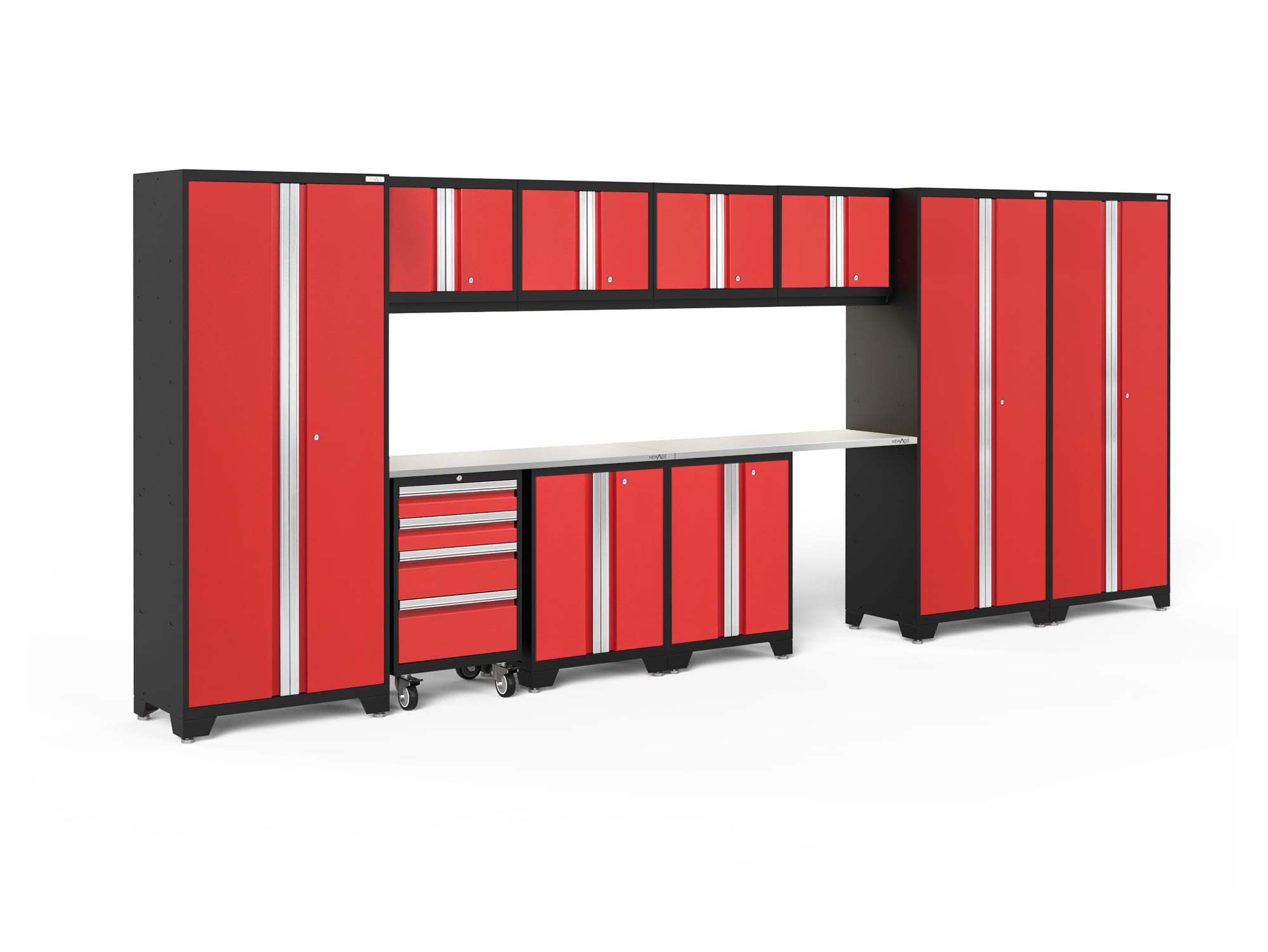NewAge Products 50636 186.0-in W x 76.75-in H x 18.0-in D 10 -Cabinets Steel Deep Red Garage Storage System