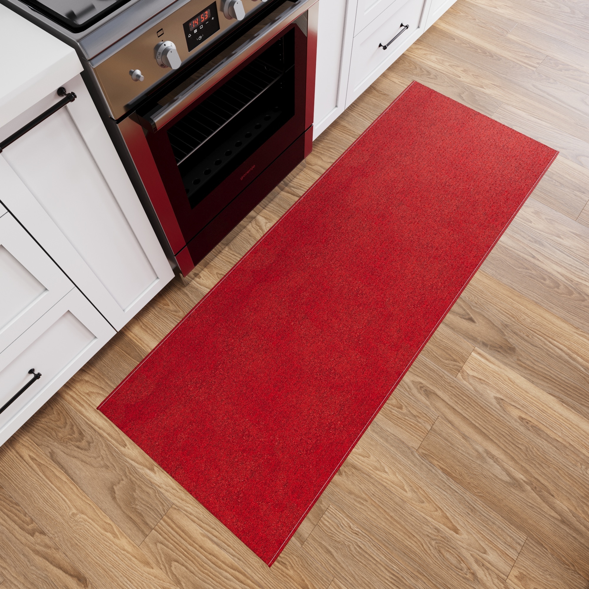 Ottomanson EMY7500-3X6 Non-Slip 2'6" x 6' Custom Cut Hallway Runner 3 x 6 (ft) Loomed Polyester Red Rectangular Indoor Solid Runner rug
