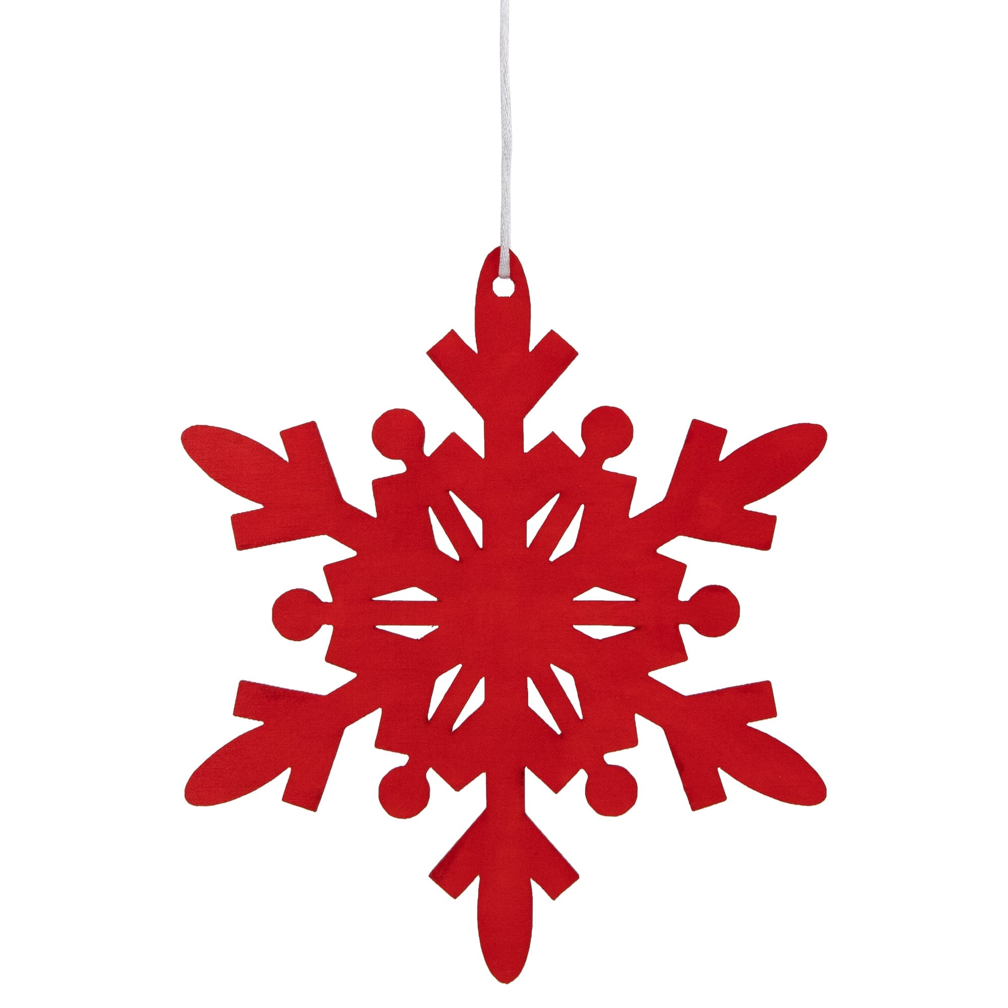 Northlight 6-Point Hanging Wooden Snowflake Christmas Ornament - 7.75 inch - Red