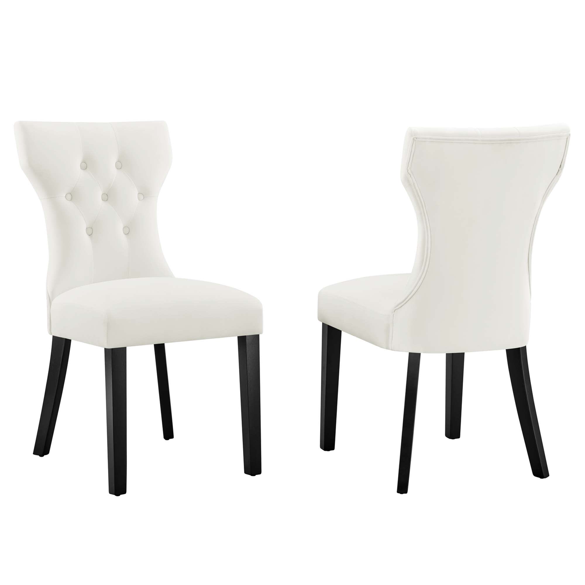 Modway  Silhouette Performance Velvet Dining Chairs Set of 2 in White