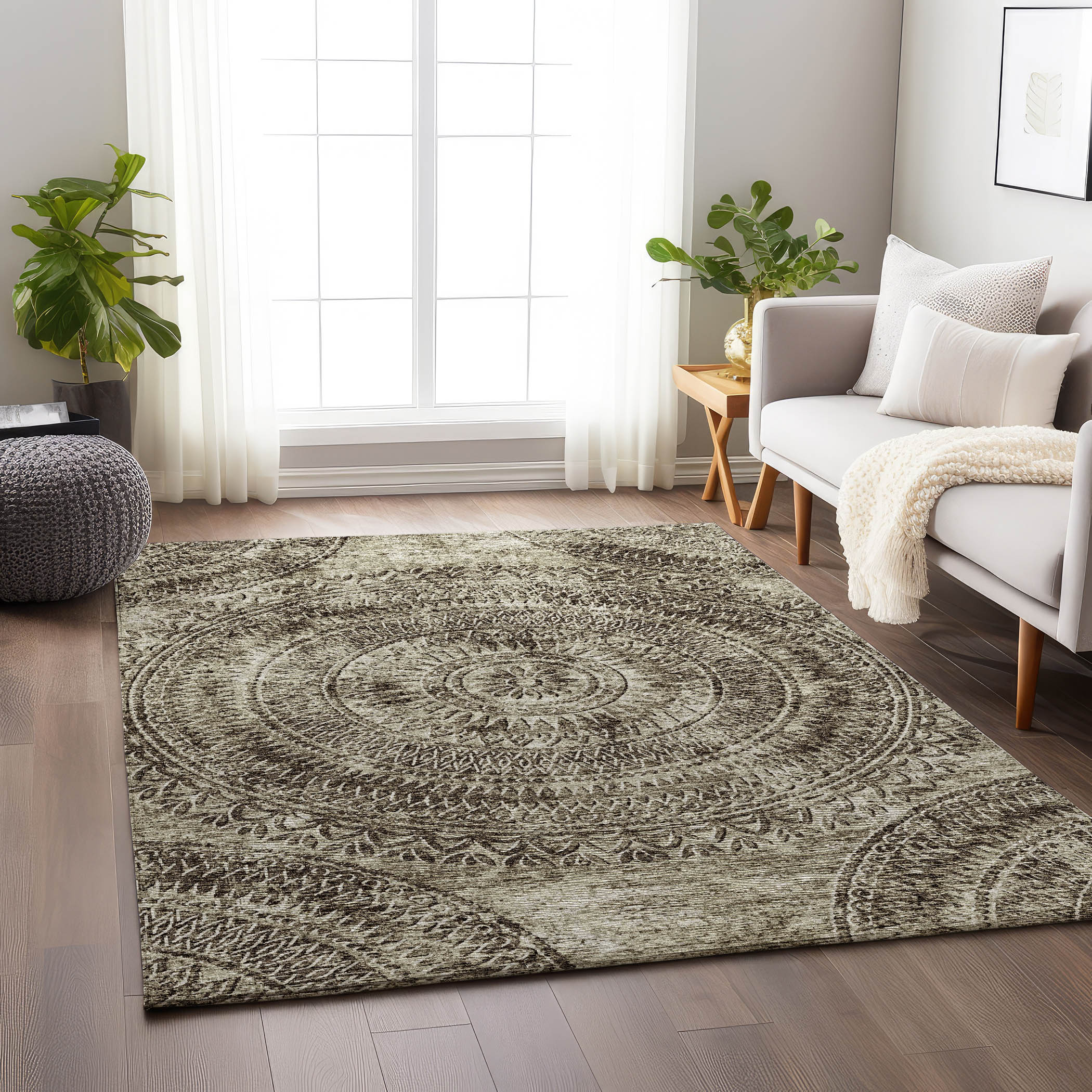 Addison Rugs AMF113BR10X14 Mayfield AMF113BR 10 x 14 (ft) Loomed Polyester Brown Rectangular Indoor Geometric Machine washable Area rug