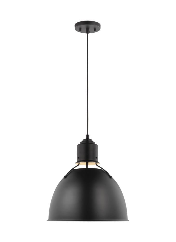 Generation Lighting Huey Midnight Black Industrial Bell Pendant Light ...