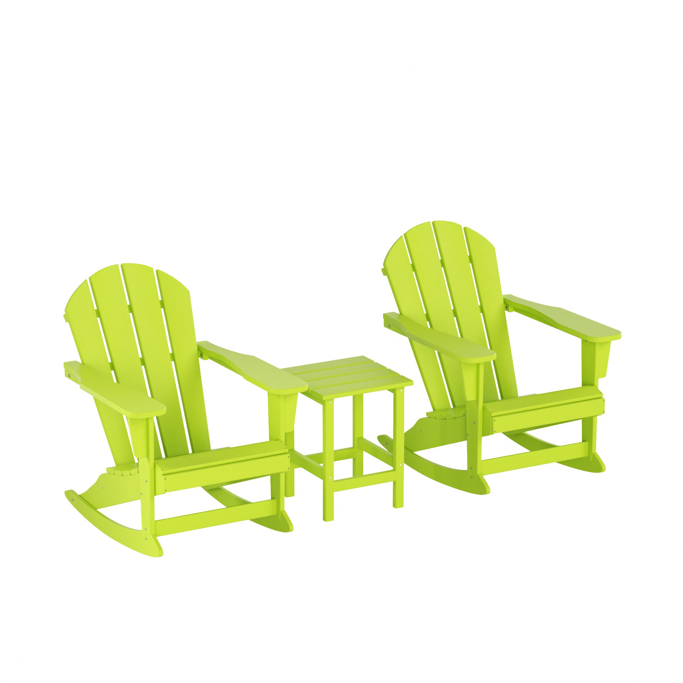 Westin Furniture 2001-RC-LM3 Laguna Set of 2 Lime HDPE Frame Rocking Chair with Slat Seat