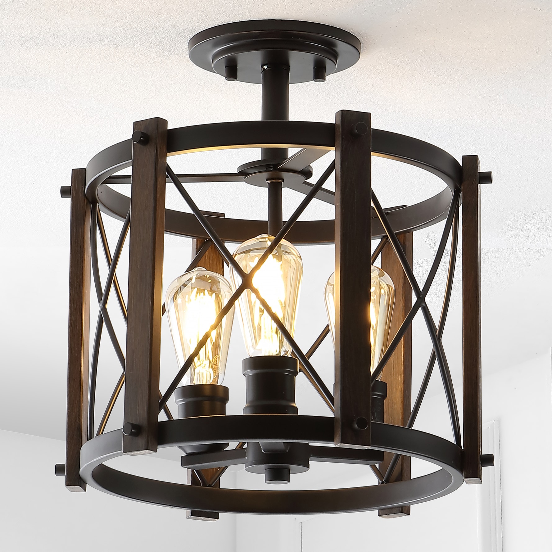 Ferme 14" 3-Light Oil Rubbed Bronze Farmhouse Flush Mount