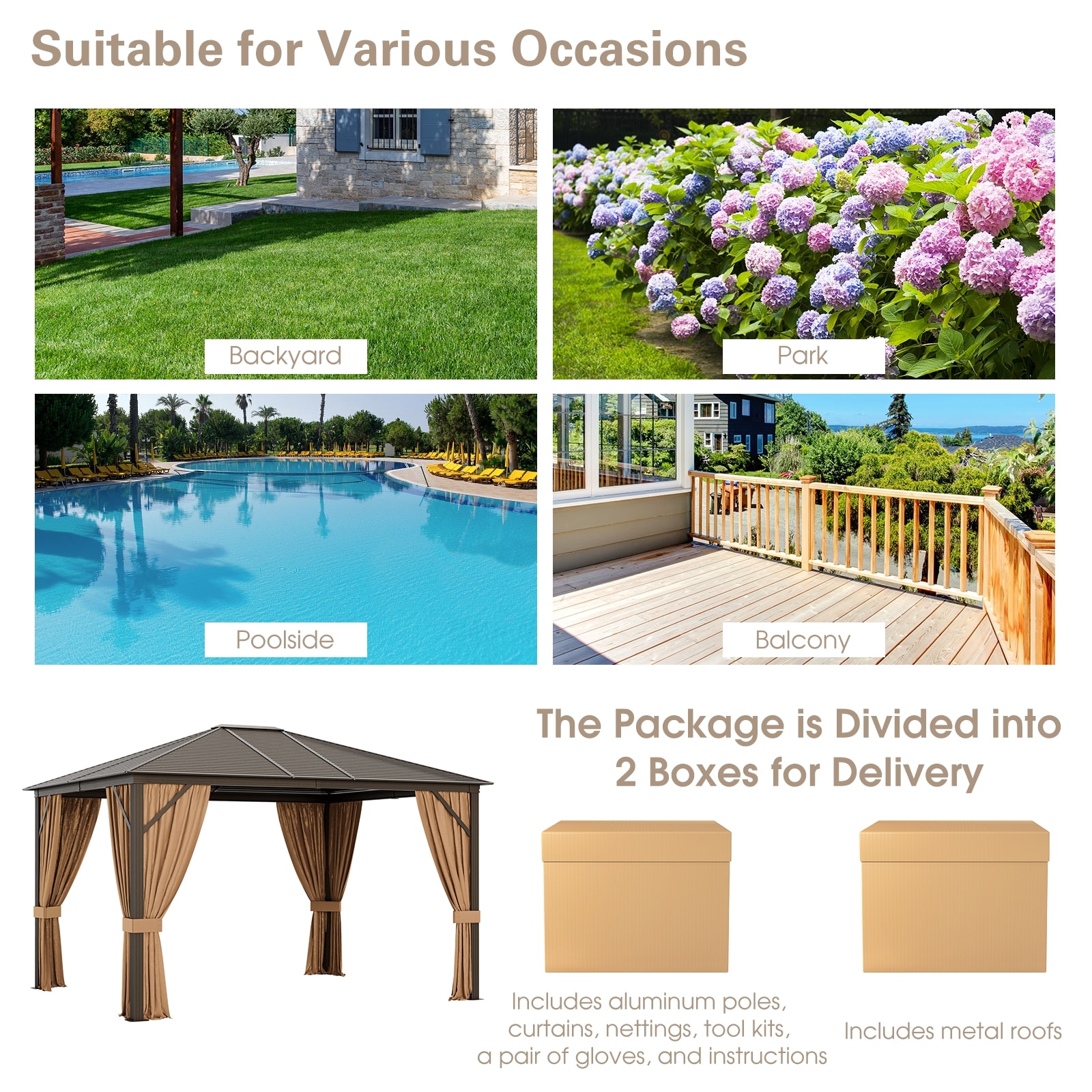 WELLFOR TDG10590GR+ Wood-Resin-Gazebos - View #7