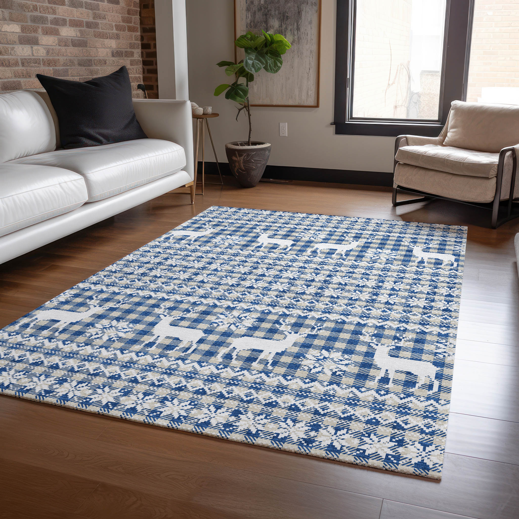 Addison Rugs ACN1820NA9X12 Chantille ACN1820NA 9 x 12 (ft) Loomed Polyester Navy Rectangular Indoor/Outdoor Machine washable Area rug