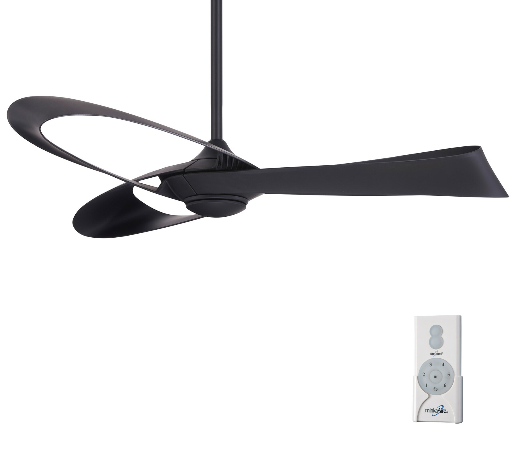 Minka Aire F933-CL Bowie 52-in Black with Black Blades Ceiling Fan Light Kit Compatible - Remote Included ( 3 -Blade )
