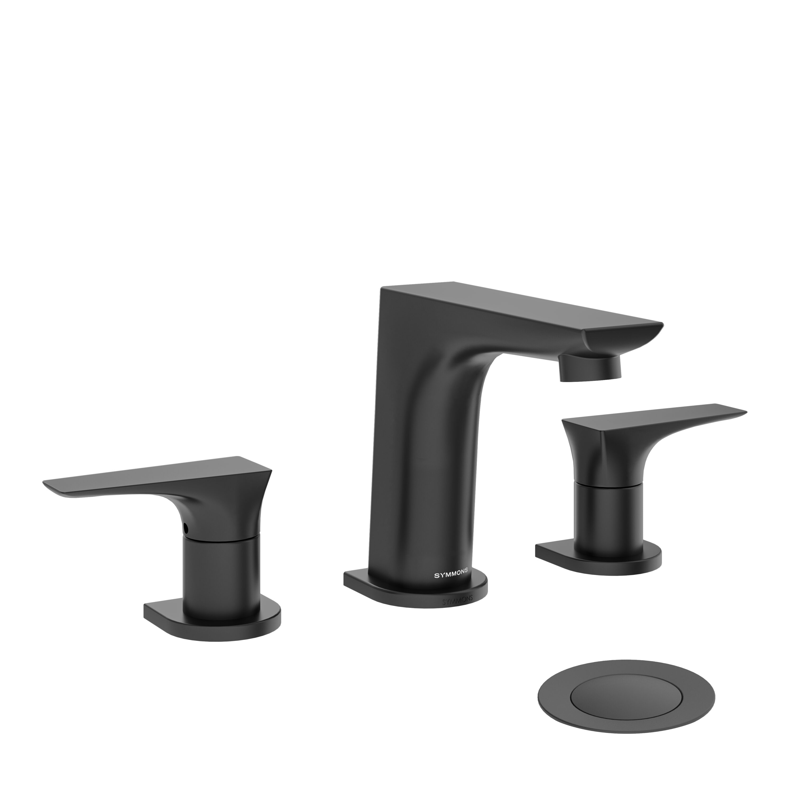 Symmons SLW4912MBPP Verity Matte Black Widespread 2-handle WaterSense High-arc Commercial/Residential Handle Bathroom Sink Faucet with Drain