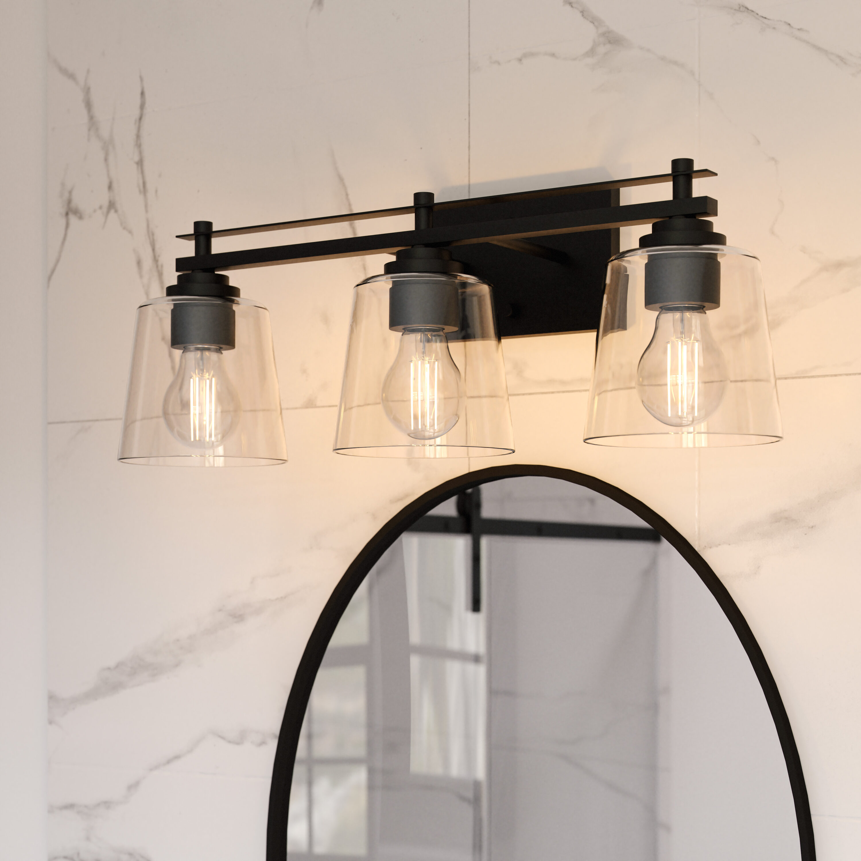 Quoizel LWS37752C Fairwind 21.63-in 3 -Light Matte Black Transitional Vanity light