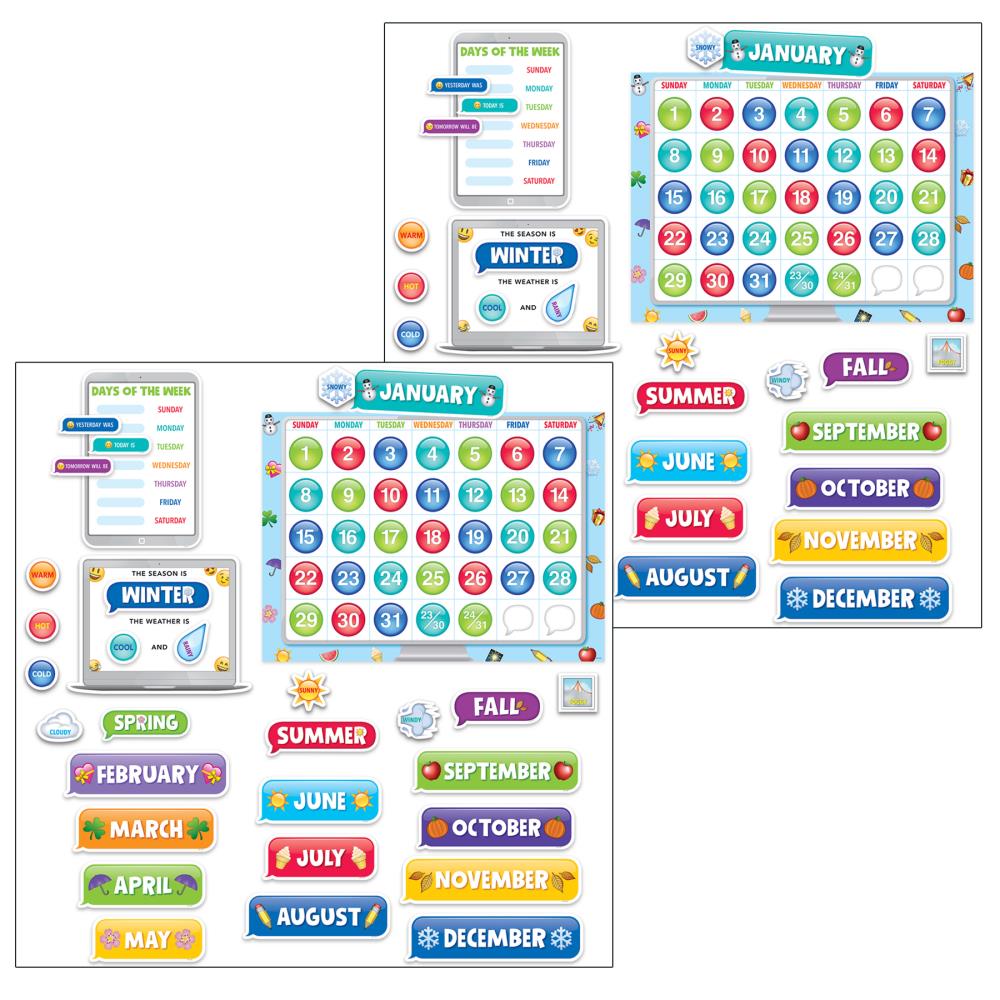 Creative Teaching Press CTP2649-2 Emoji Fun Calendar Bulletin Board Set, 2 Sets