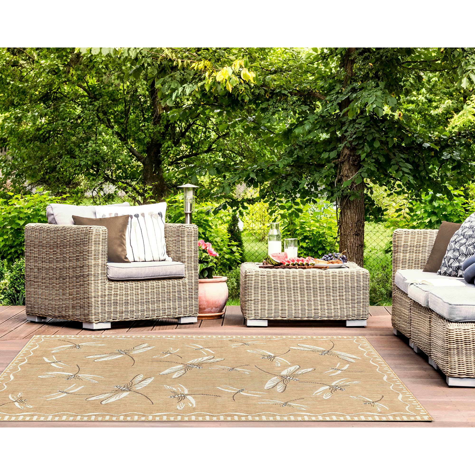 Liora Manne CRE69844022 Carmel 6 x 9 (ft) Polypropylene Sand Rectangular Indoor/Outdoor Border Area rug