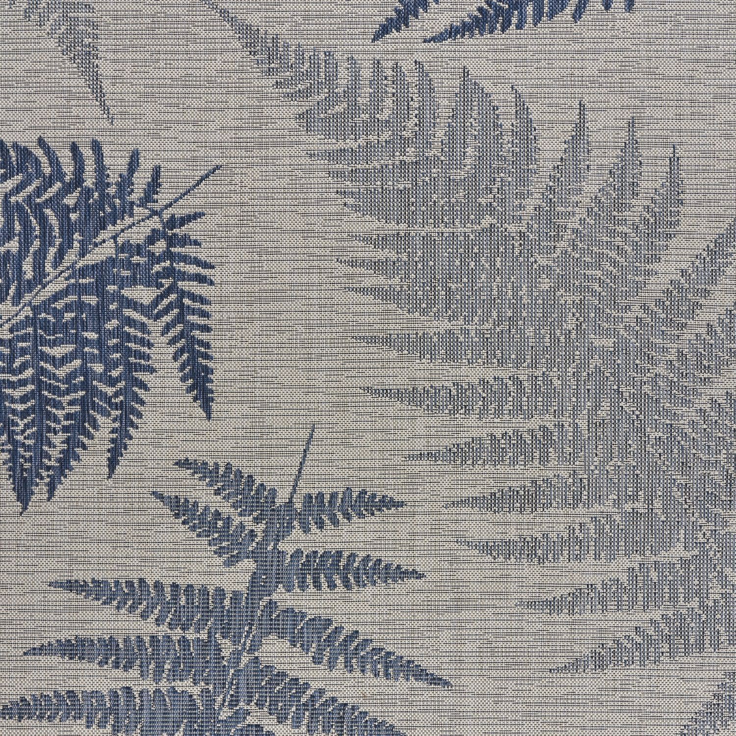 Gray and Blue Synthetic Rectangular 5' x 7' Indoor/Outdoor Area Rug