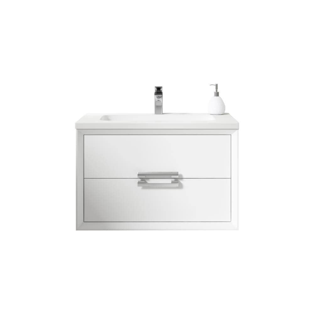 Lucena Bath 4254 Decor Tirador 32-in White Single sink Floating Bathroom Vanity with White Ceramic Top