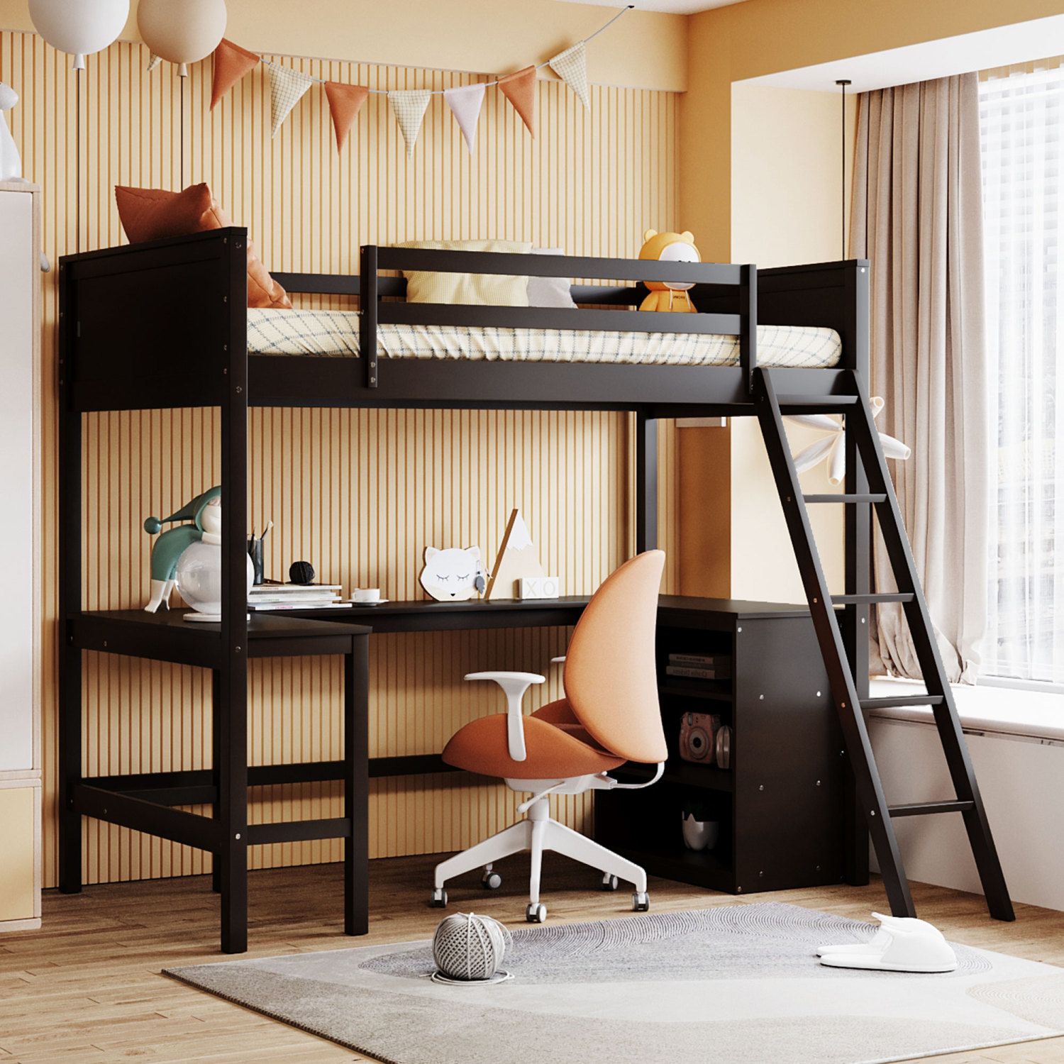 JASMODER LT001537AAP Espresso Twin Composite Platform Bed