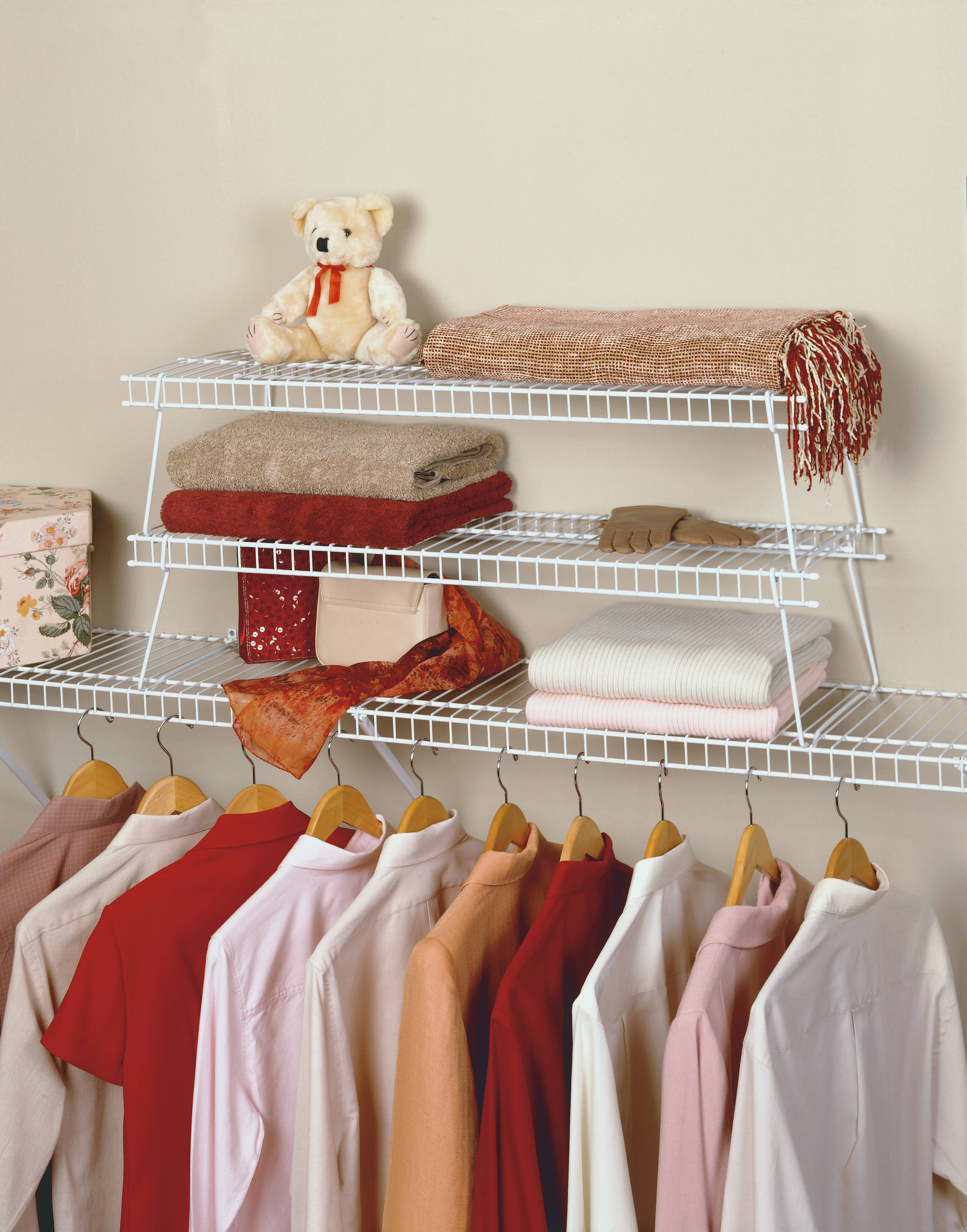 Double Hang Wire Closet Shelving with Lower Shelf - 18d x 84h