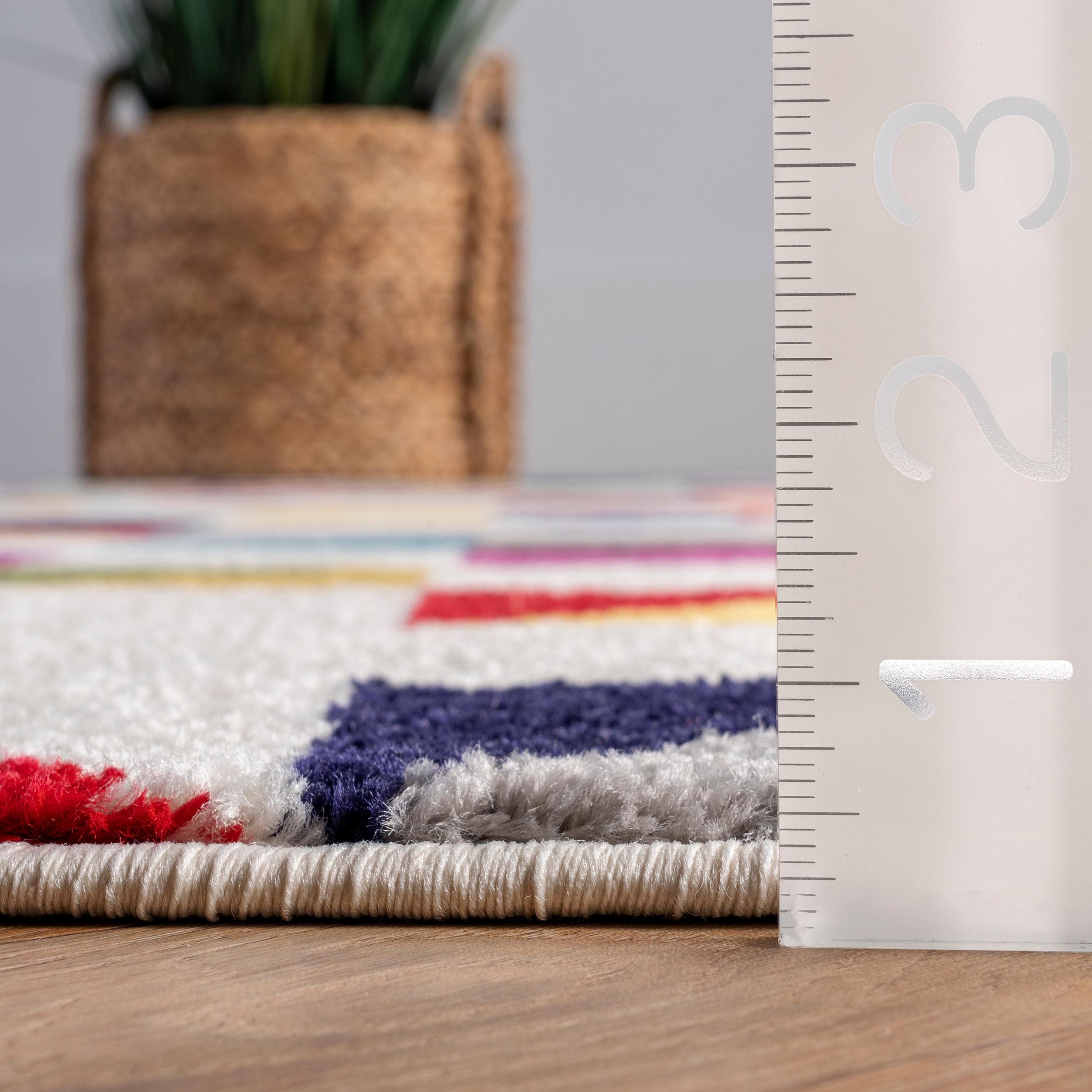 Multicolor Geometric Pattern Synthetic Runner Rug, 2' 6" x 6'