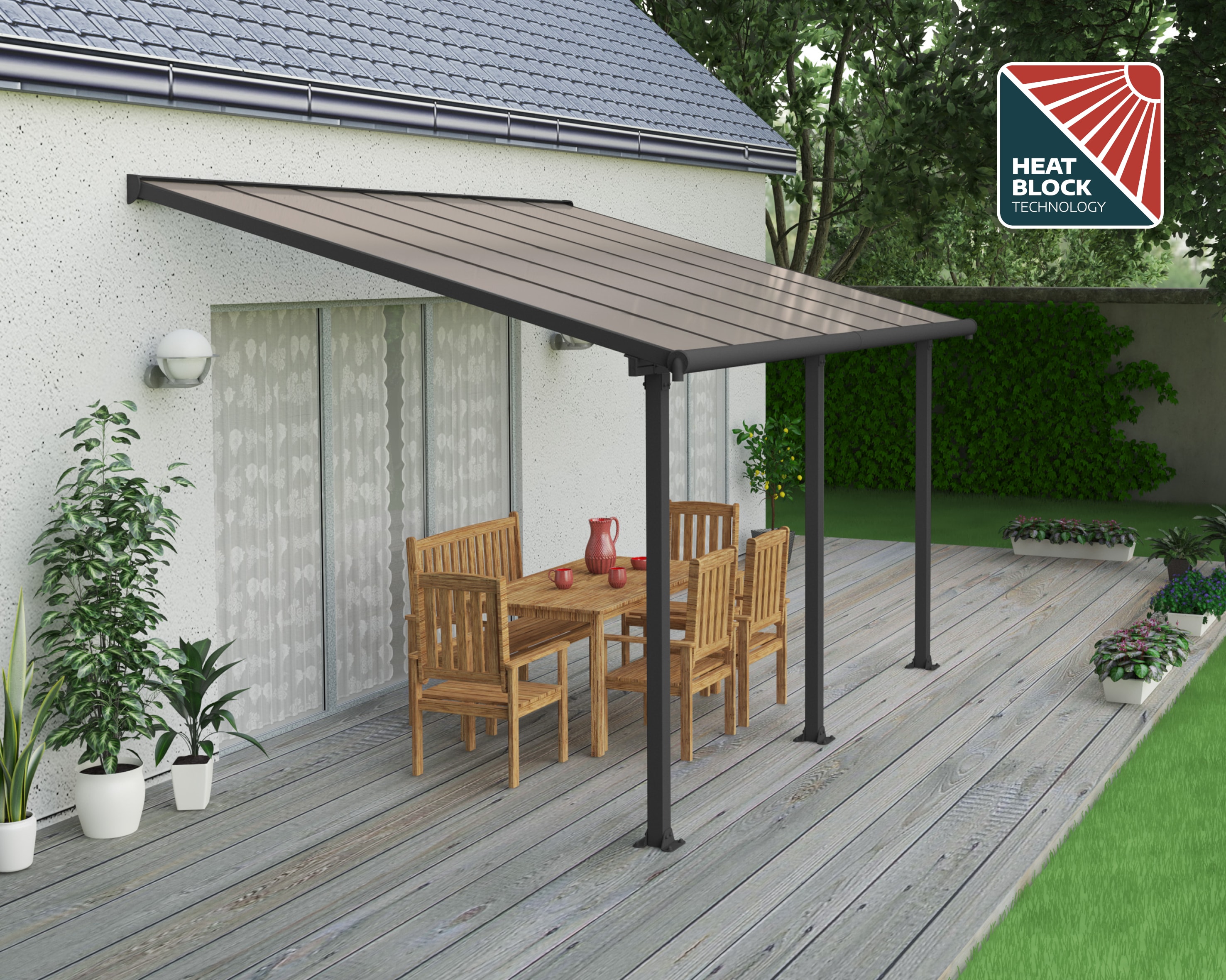 Canopia by Palram 704573 Olympia 10-ft x 14-ft Gray/Bronze Aluminum Patio cover ( 35-lb )