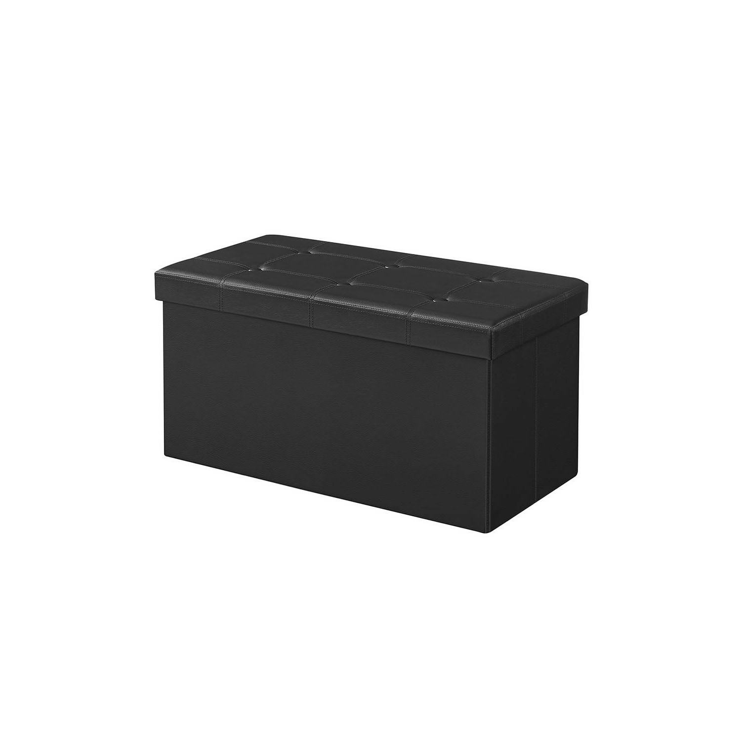 Slickblue Accent Upholstered Black/White Storage Bench - Rectangular Lift-Top Storage Ottoman for Bedroom Living Room or Hallway
