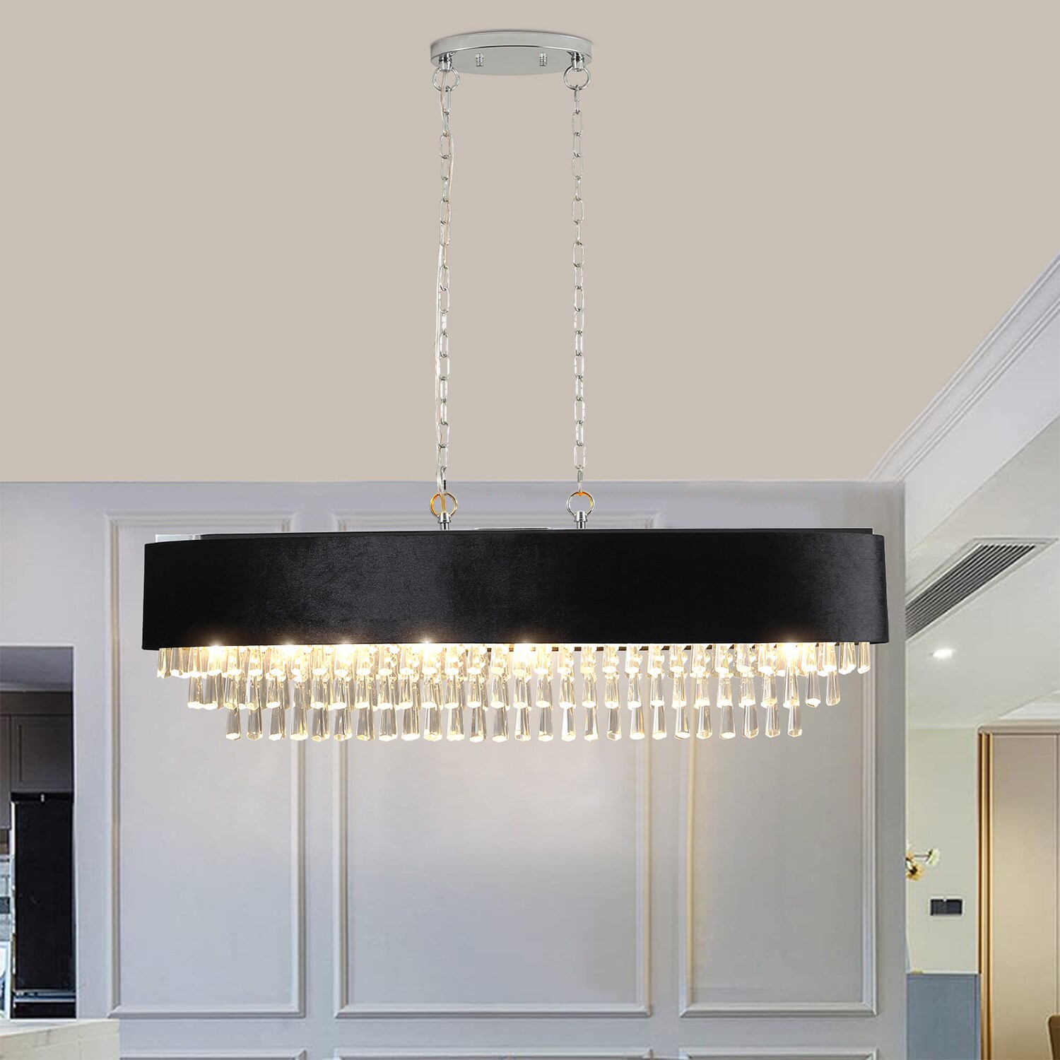 SINOFURN 8-Light Black Tiffany LED Dry rated Chandelier in the
