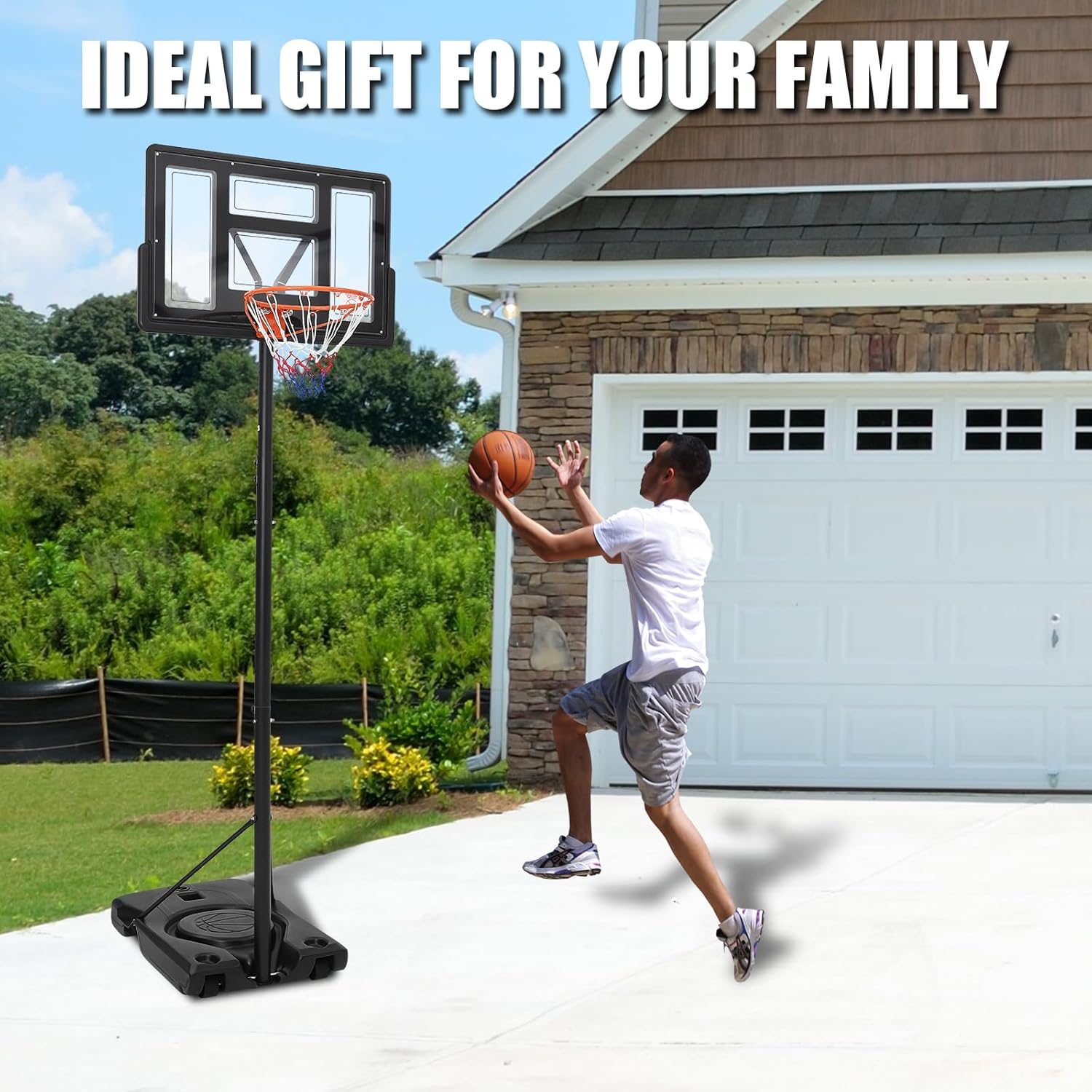 Qeetex Adjustable portable basketball hoop perfect for backyard driveway or indoor play #LRB-POU-0AH4PVFI