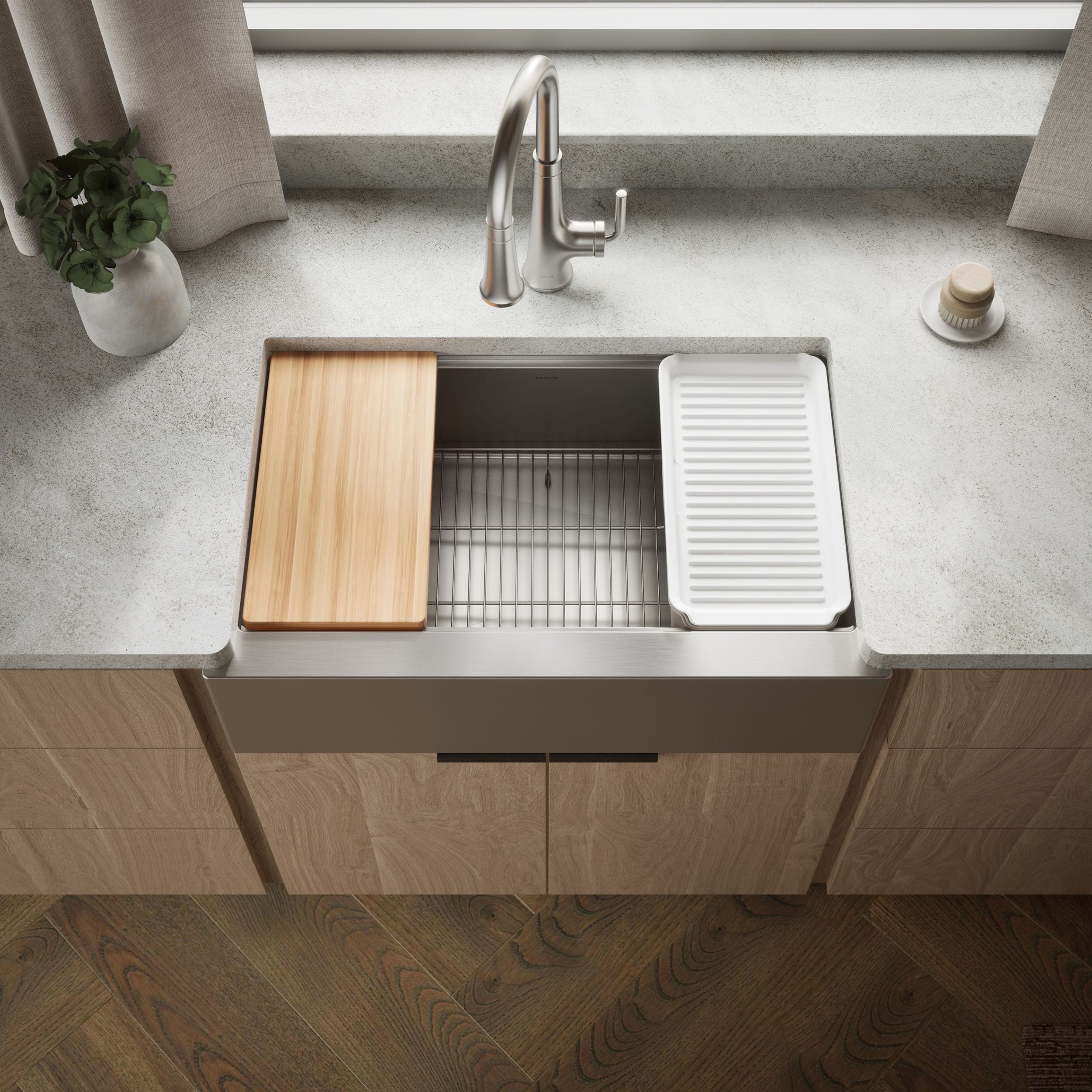 Strive 32-1/2-Inch Undermount Single-Bowl Farmhouse Workstation Kitchen Sink