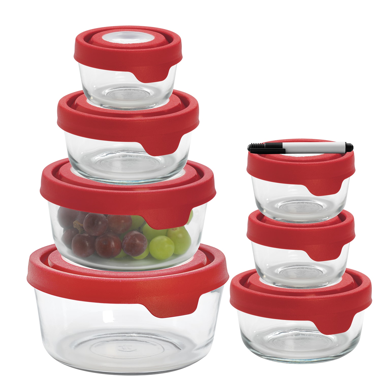 Anchor Hocking Trueseal 7 Piece Multisize Glass Food Storage Container 