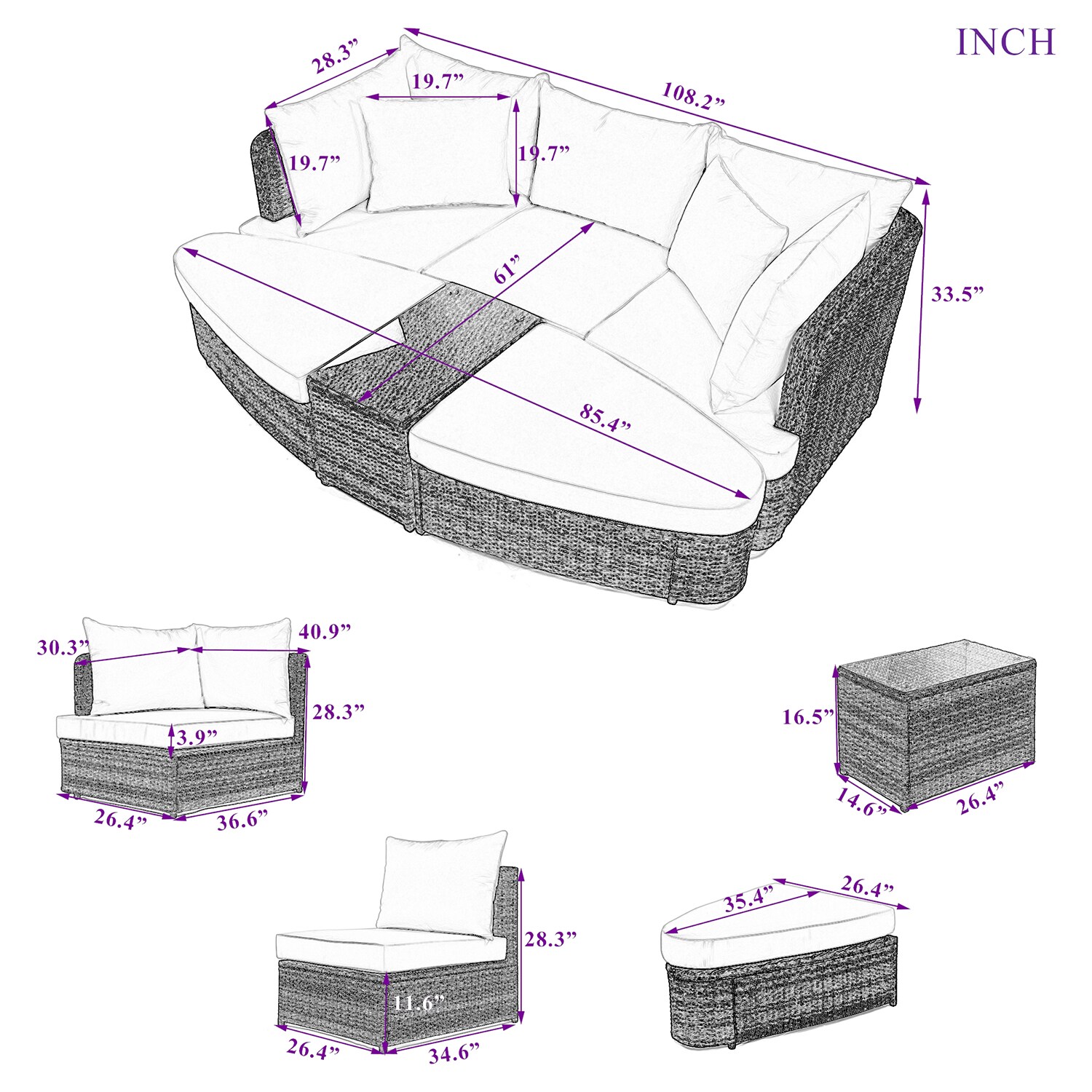 SINOFURN SYA010480BG Patio-Sofas-Daybeds - View #5