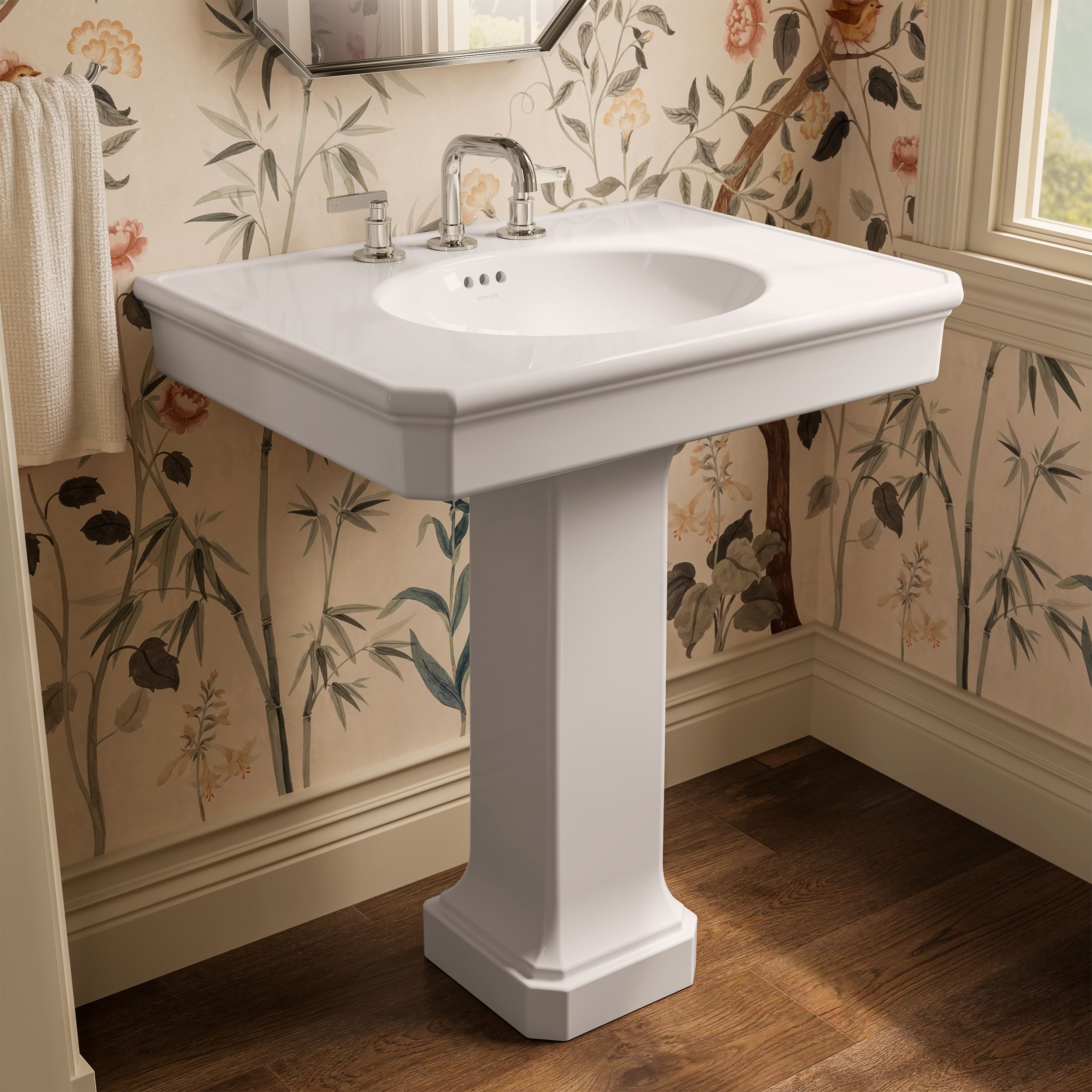 KOHLER Claude Fireclay Transitional Pedestal Sink Combo (22.5-in x 30-in x 34.75-in)