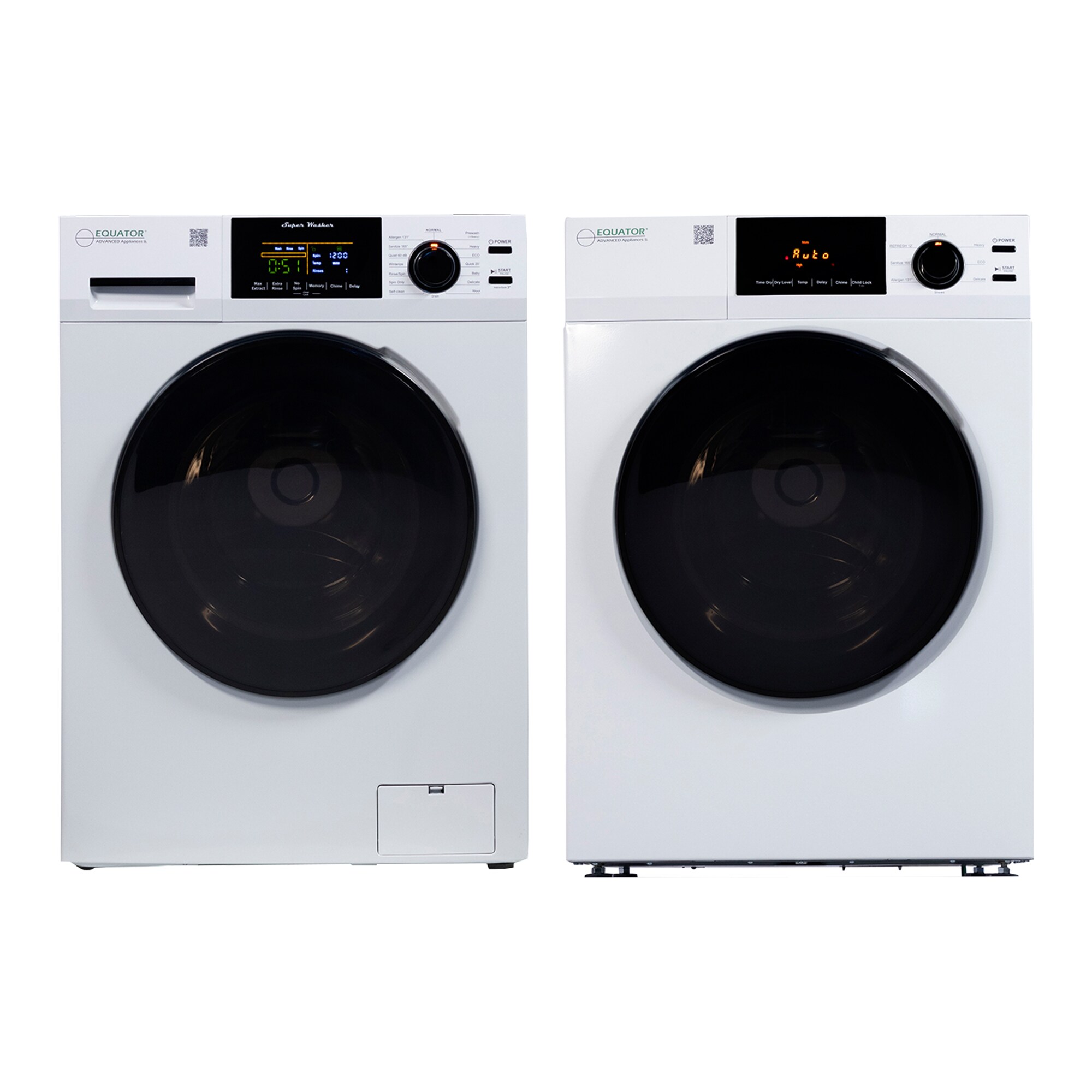 Equator Advanced Appliances Side-by-Side Stacked Laundry Center with 1.9-cu ft Front load Washer and Electric 3.9-cu ft Dryer #EW 835 + ED 870 SBS