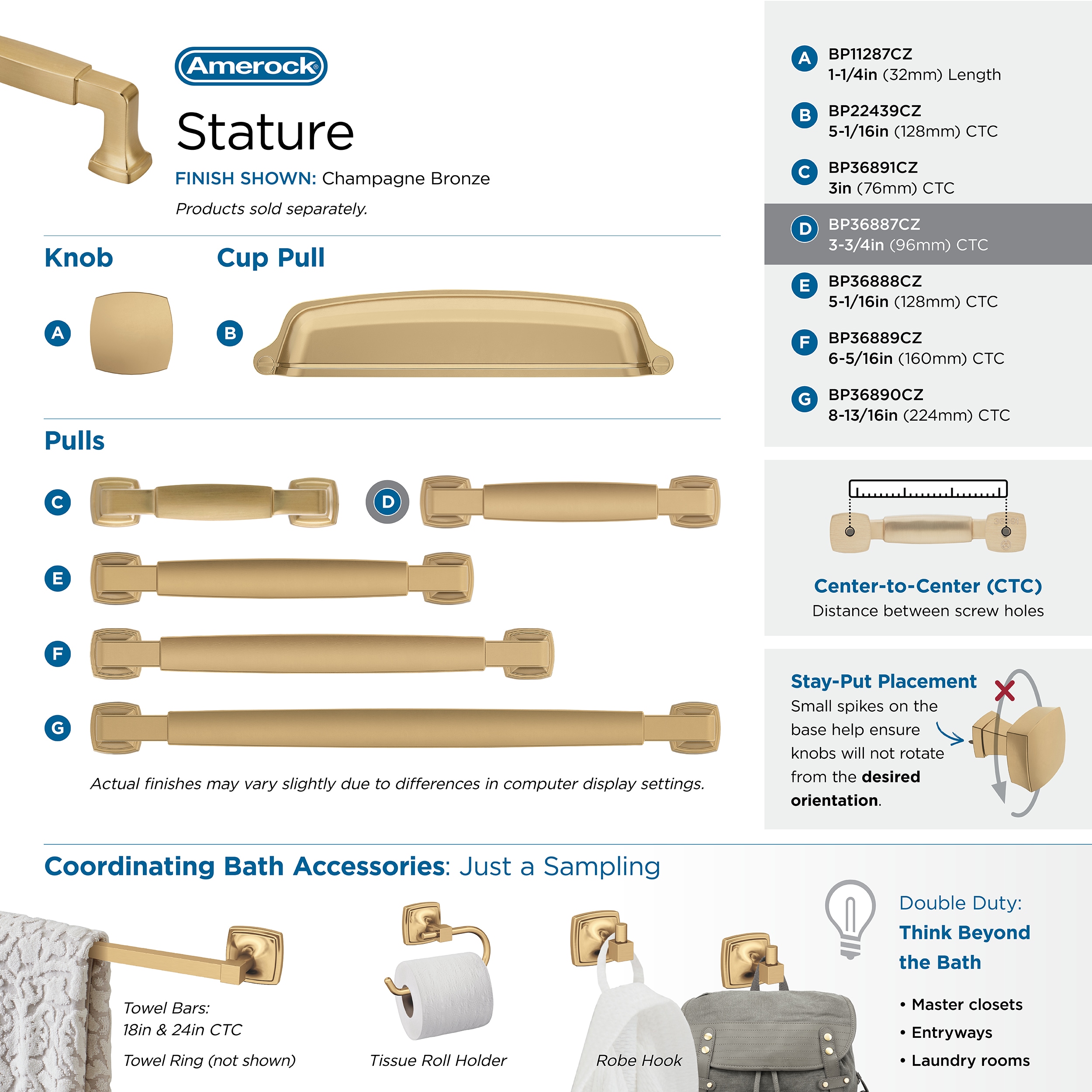 Amerock BP36887CZ Cabinet-Pulls - View #6