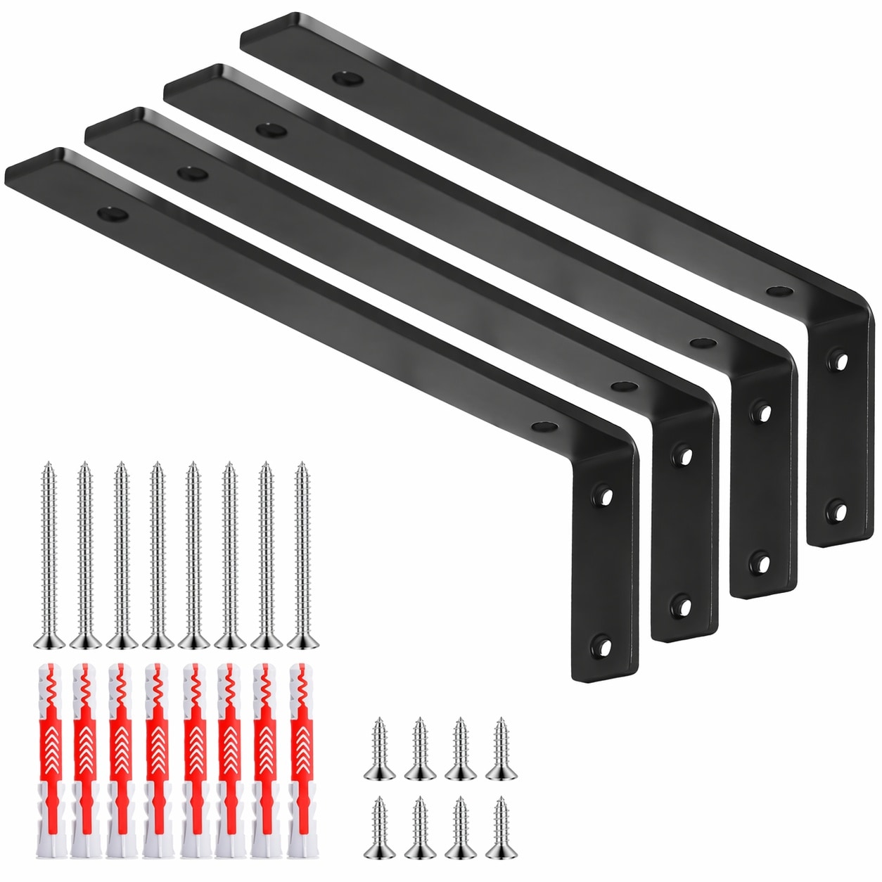 Aoibox  10 Inch L Shaped Shelf Brackets Set of 4 5mm Thick Heavy Duty Metal Brackets with Screws and Wall Anchors
