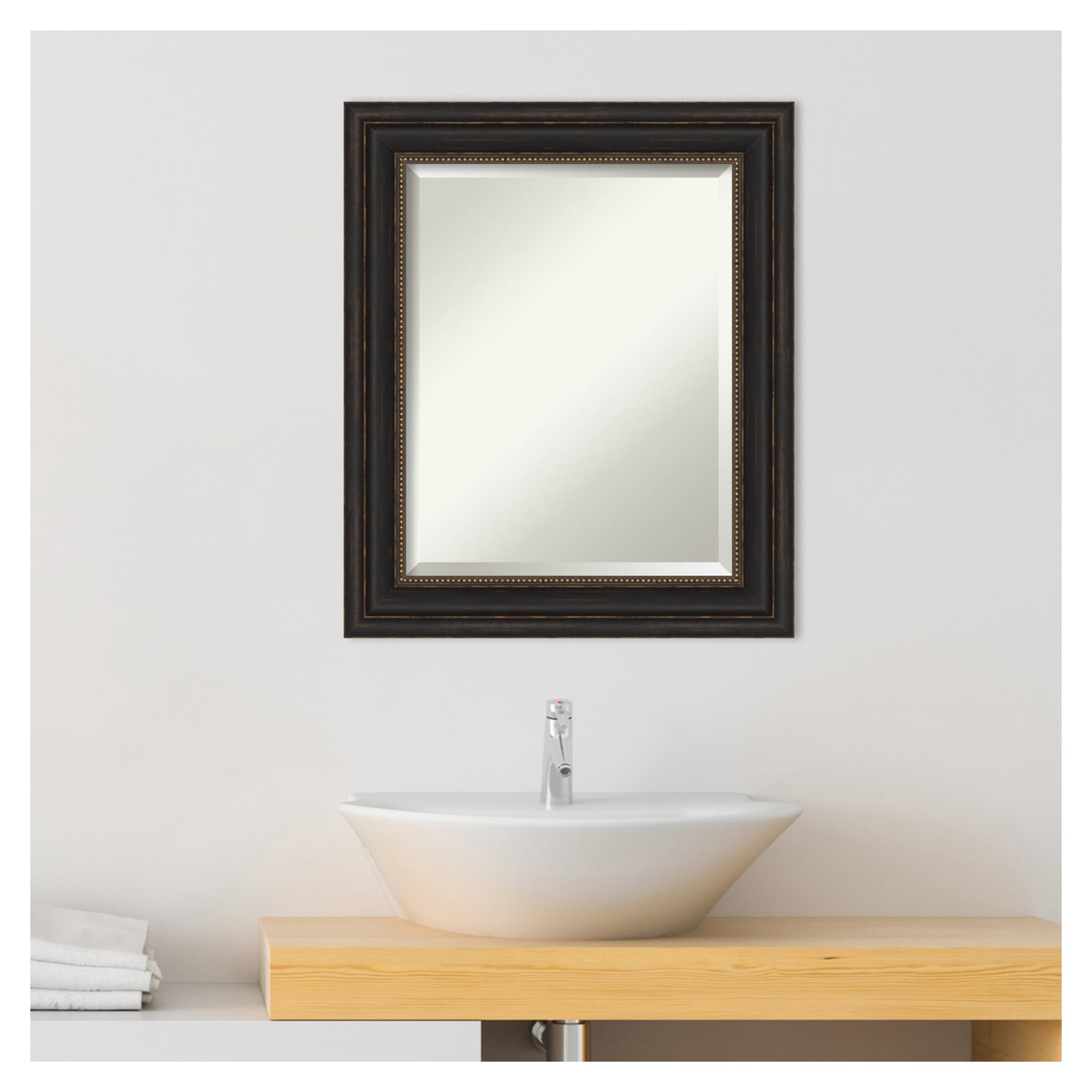 Bronze Beveled Rectangular Wall Mirror with Polystyrene Frame