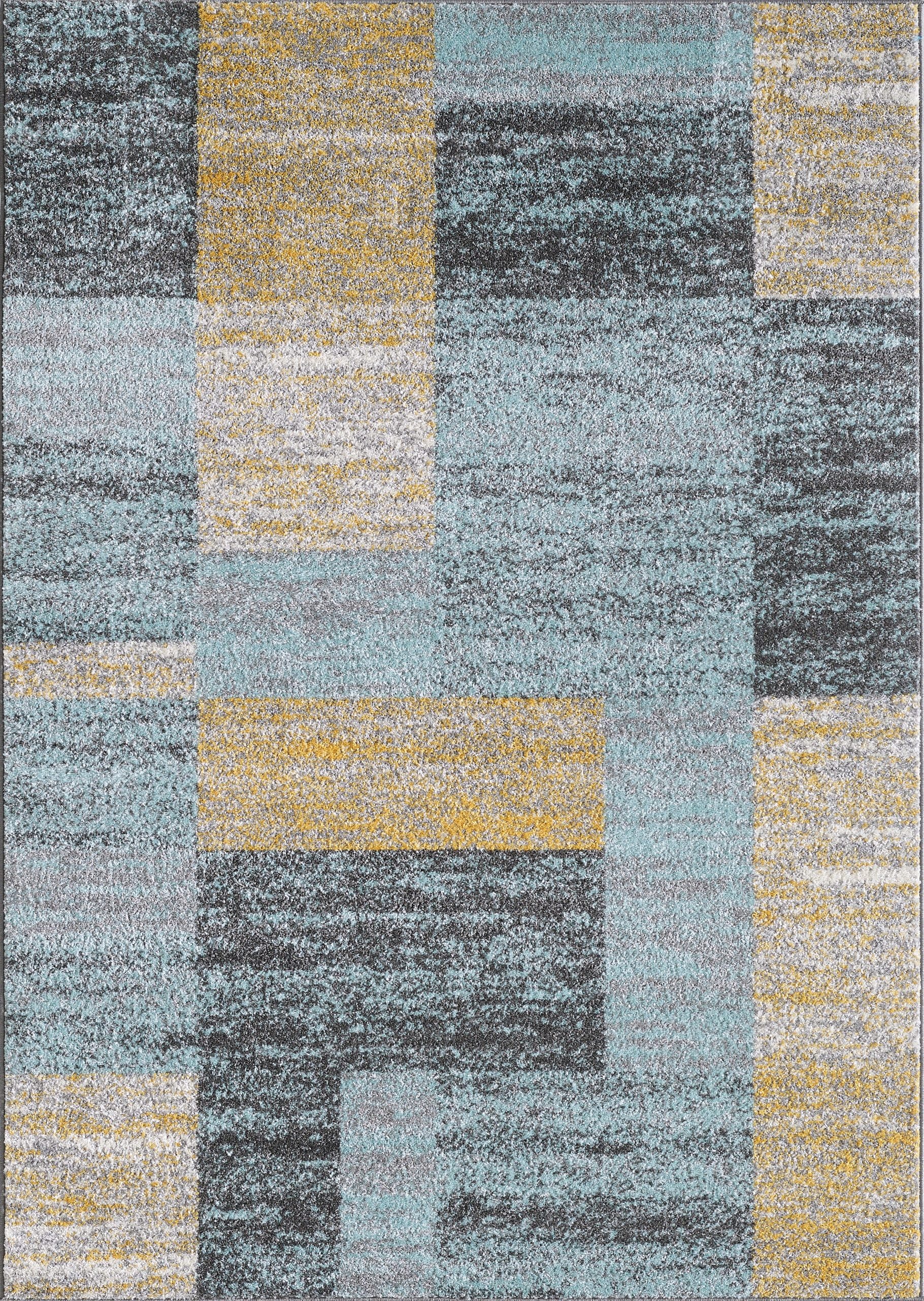 Teal Blue Ochre Yellow Paint Stroke Living Room Rugs Soft Warm Striped Area Rug 