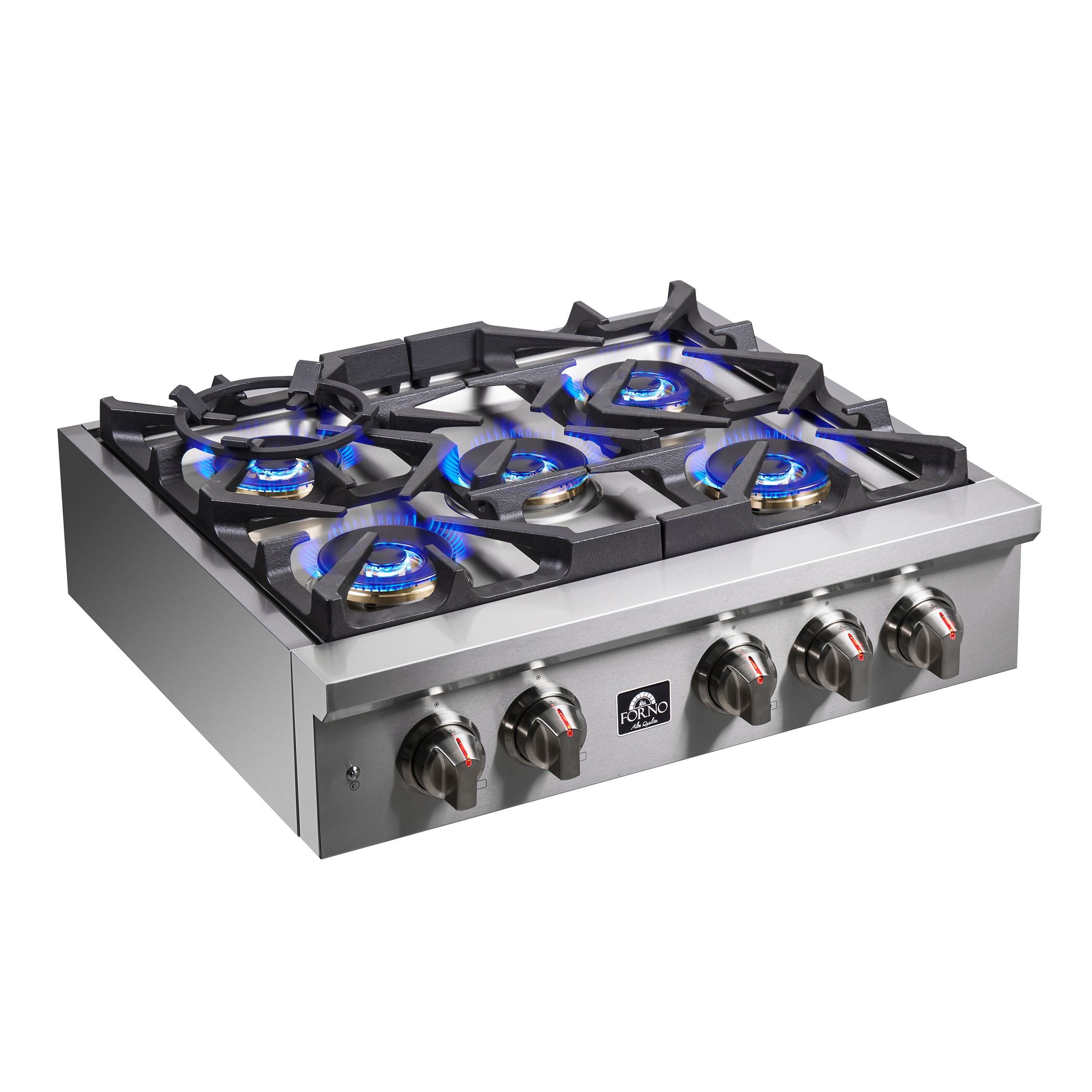 30-inch Stainless Steel 5 Burner Gas Cooktop with Cast Iron Grates
