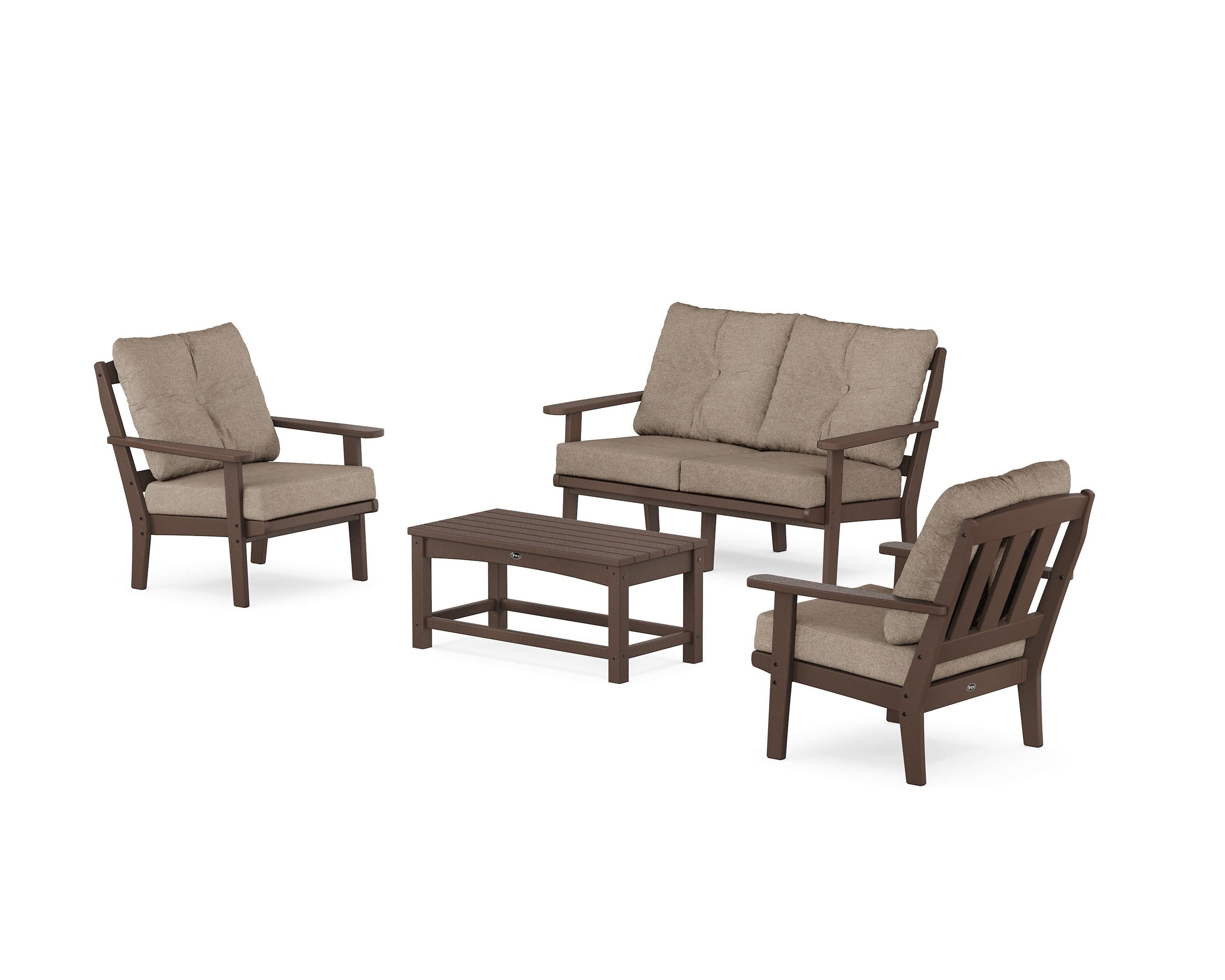 Trex Outdoor Furniture TXS2149-2-VL146010 Cape Cod 4 -Piece Patio Conversation Set with Tan Cushions