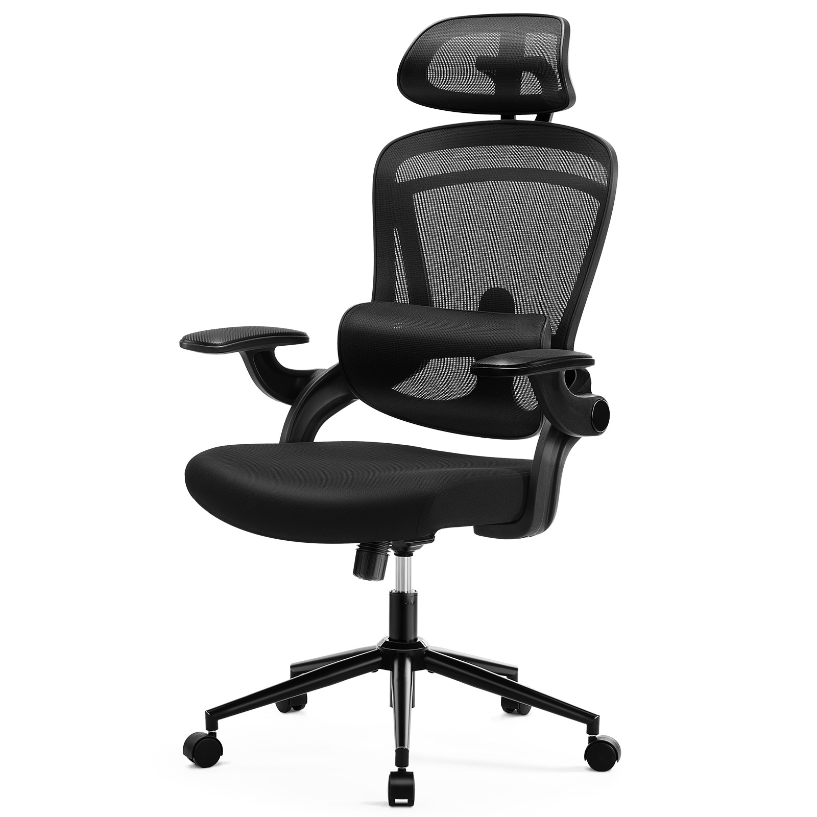 Flynama L-P199905 Black Contemporary Ergonomic Adjustable Height Swivel Fabric Executive Chair