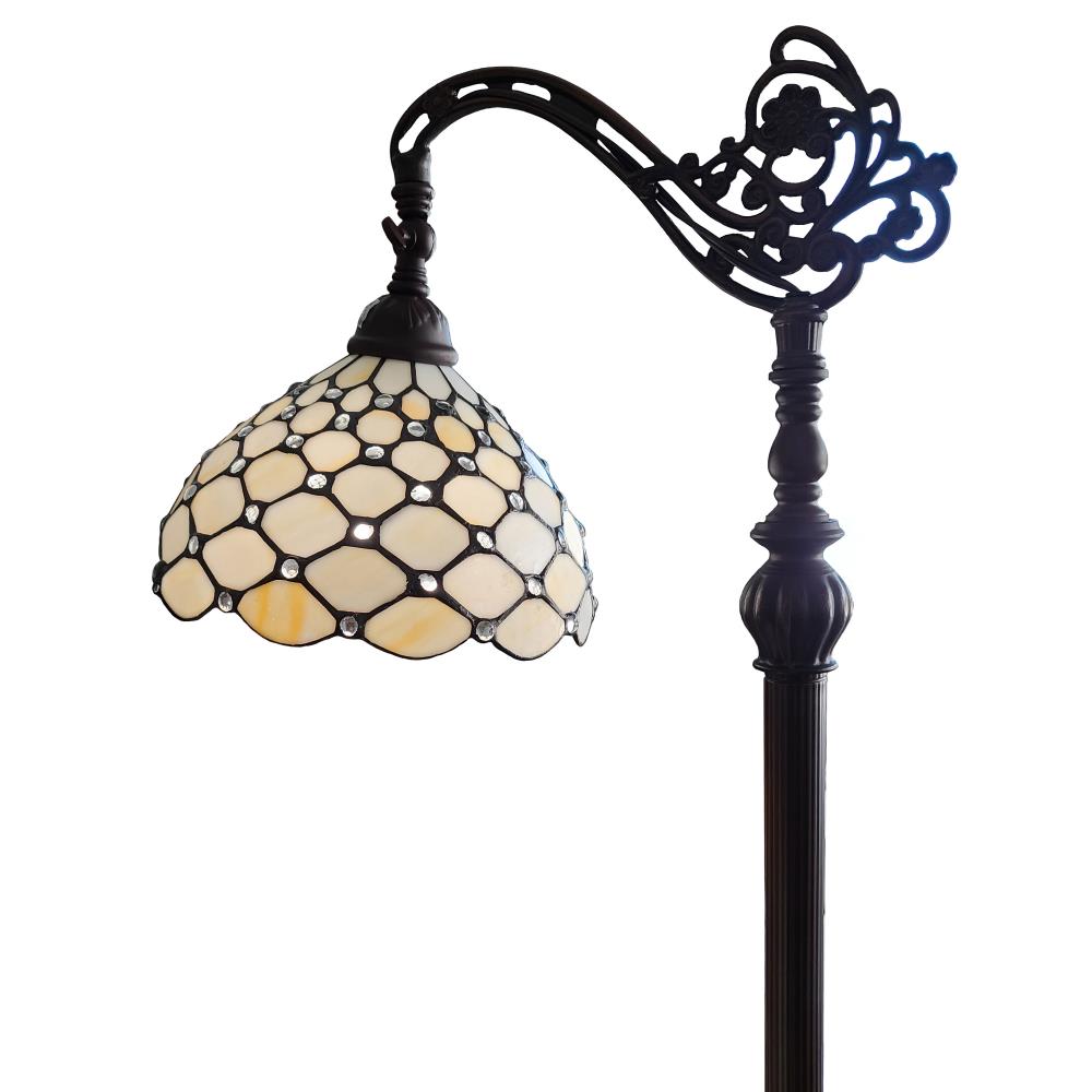 Bronze Arc Adjustable 62" Stained Glass Floor Lamp