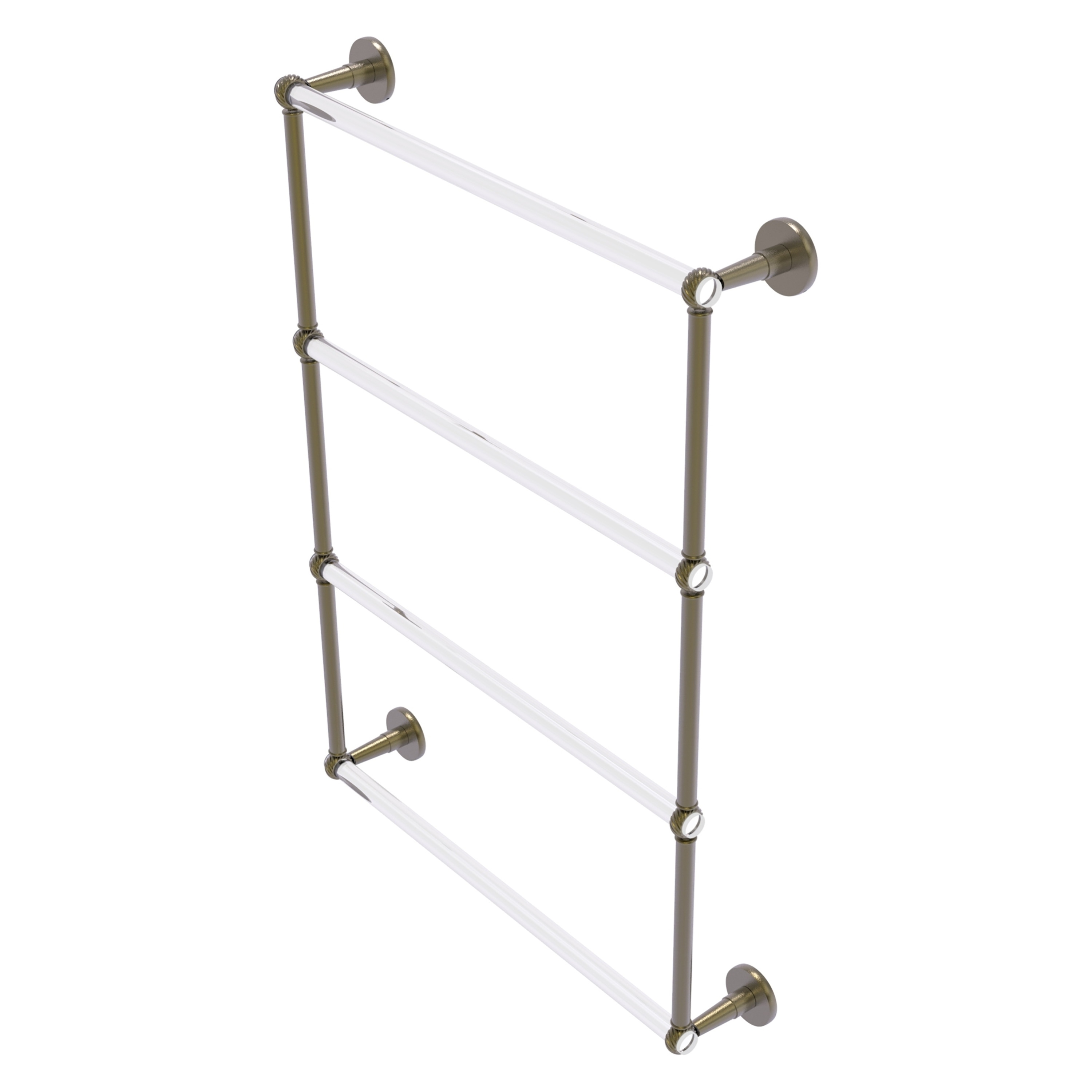 Allied Brass CV-28T-24-ABR Clearview 24-in double Antique Brass Wall mount 4-tier Towel Bar