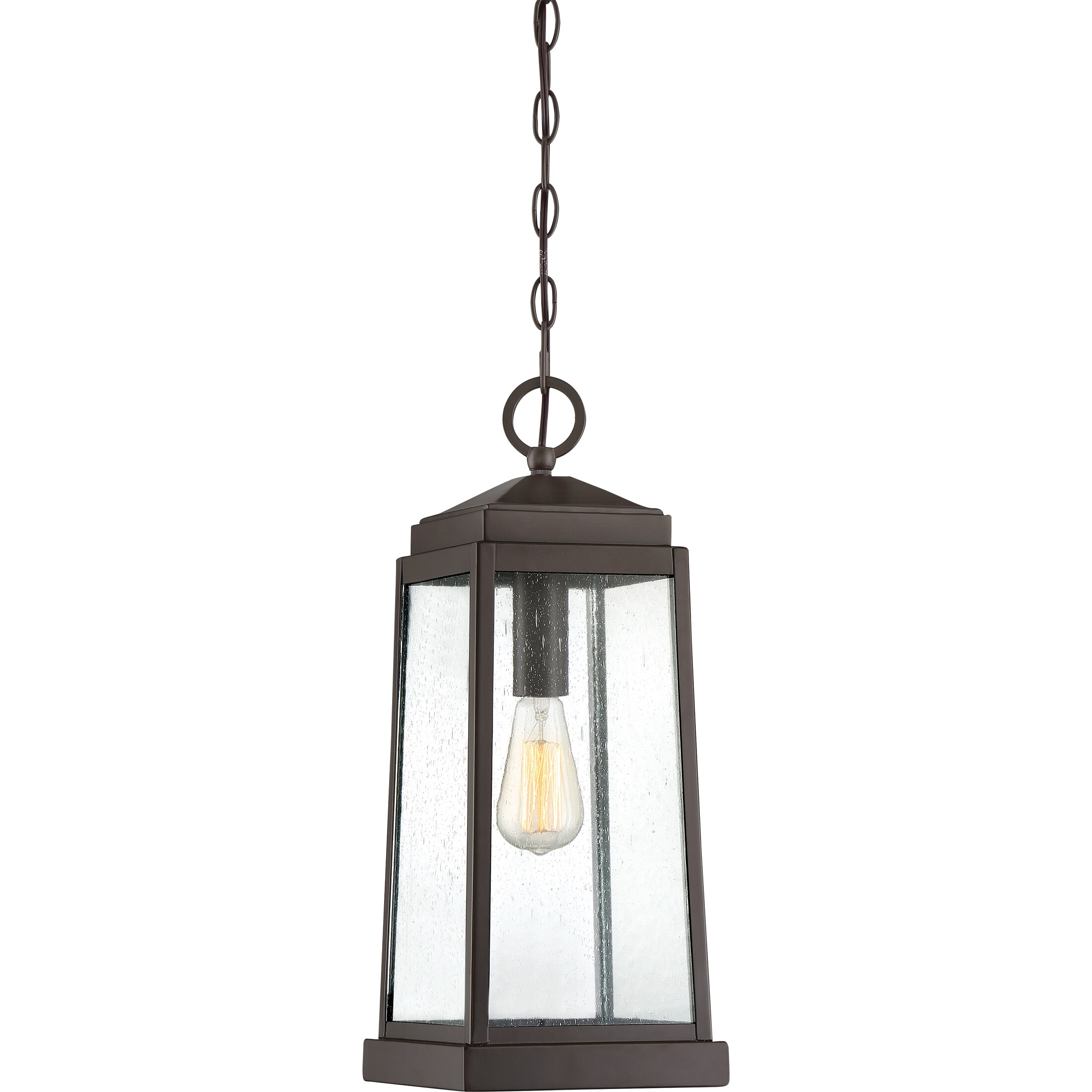 Quoizel Ravenel Western Bronze Transitional Seeded Glass Lantern Pendant Light