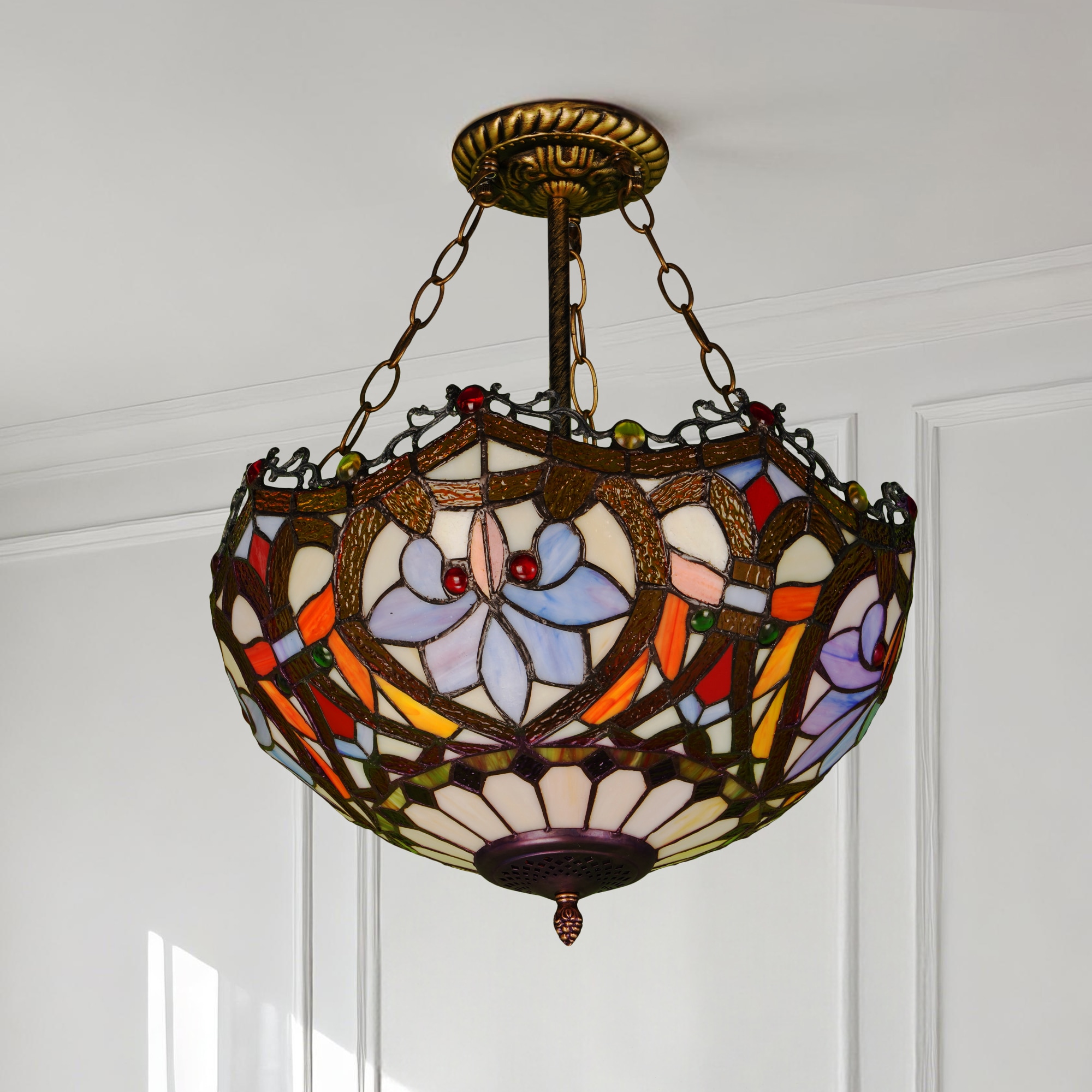 EFPERFECT Tiffany Style Pendant Stained Glass Lamp Shade Ceiling Light Chandelier Fixture