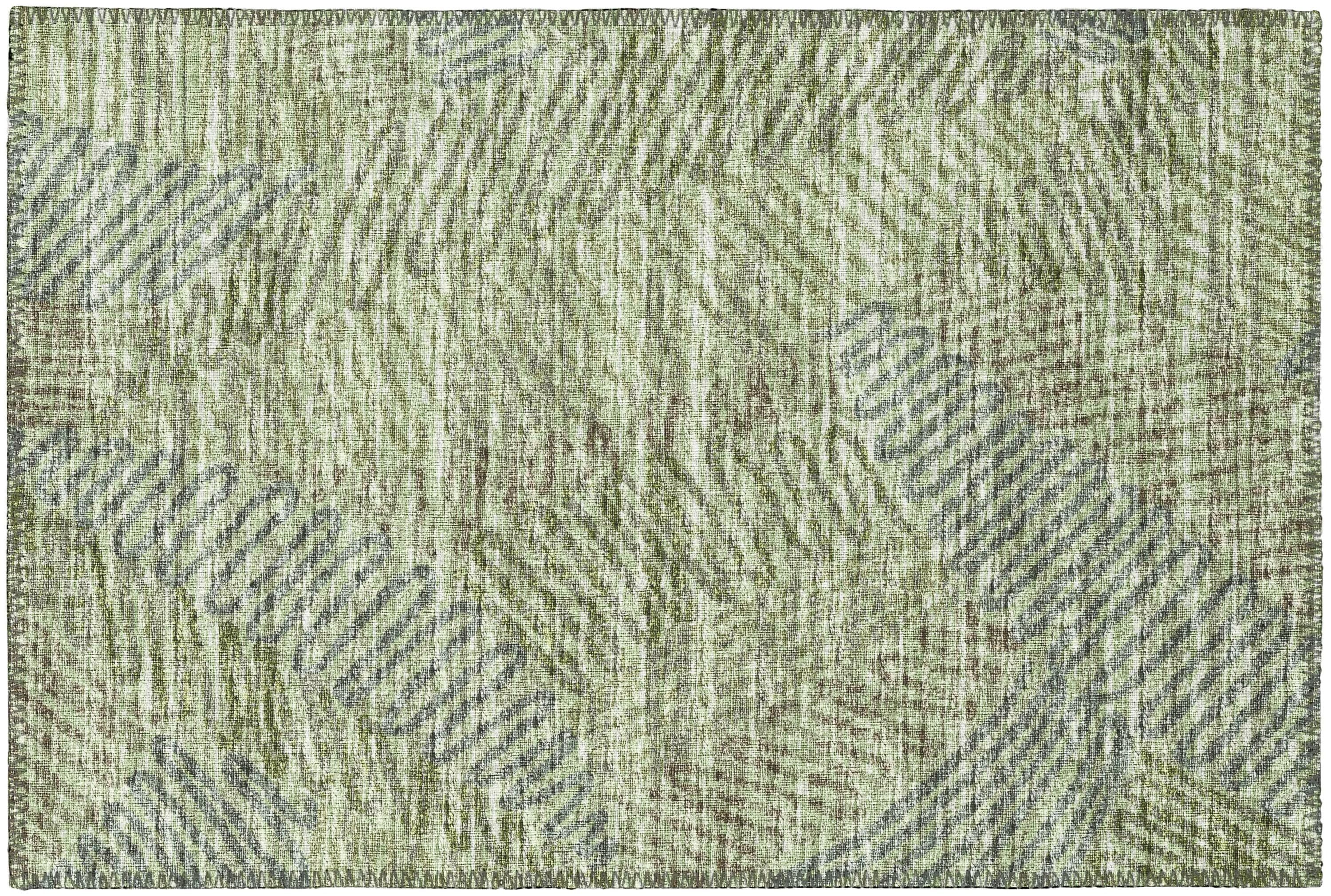 Addison Rugs AYU41GN20X30 Yuma 2 x 3 (ft) Chenille Green Rectangular Indoor/Outdoor Abstract Tropical Machine washable Throw rug
