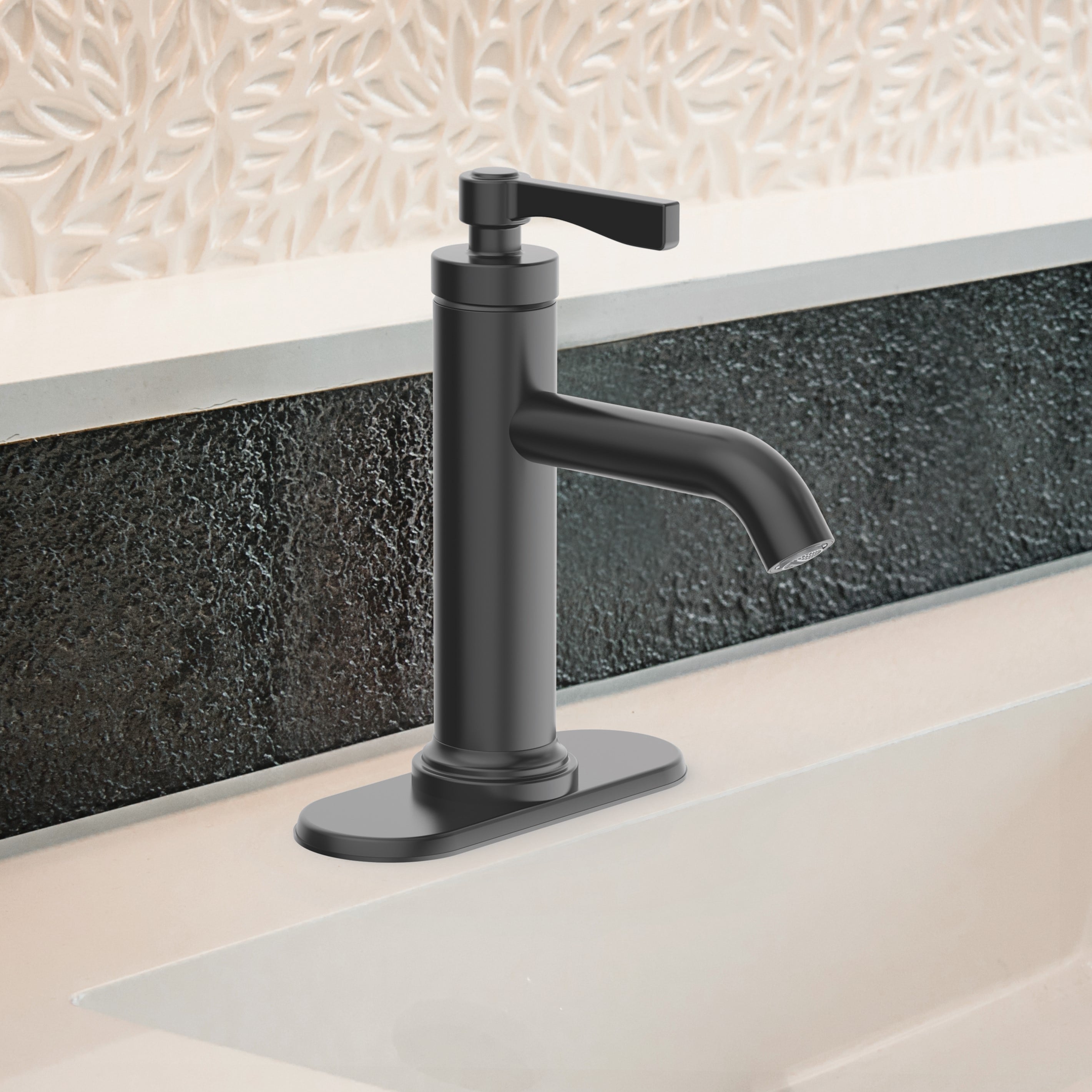 allen + roth Townley Matte Black 4in centerset 1Handle WaterSense