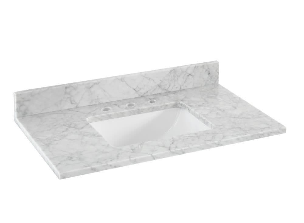 allen + roth Natural Carrara marble 37-in x 22-in White Natural Marble ...