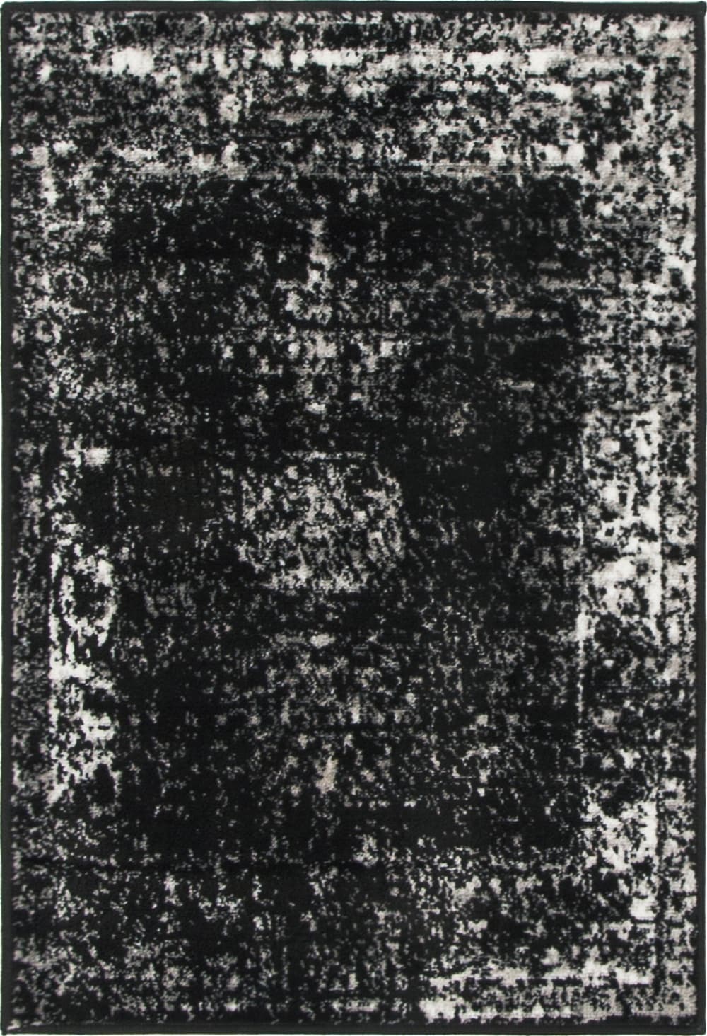 Black Rectangular Stain-Resistant Synthetic Area Rug