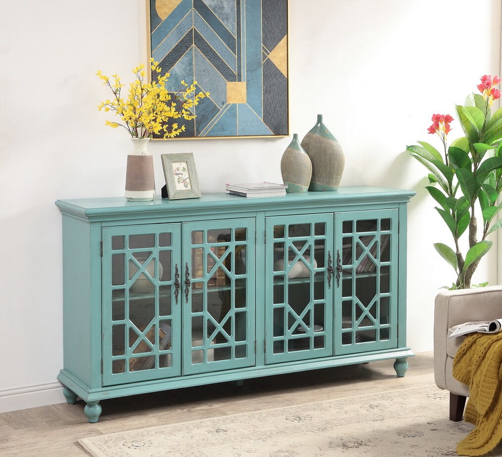 Coast to Coast Craftsman Bayberry Blue Rub-through Console Table at ...