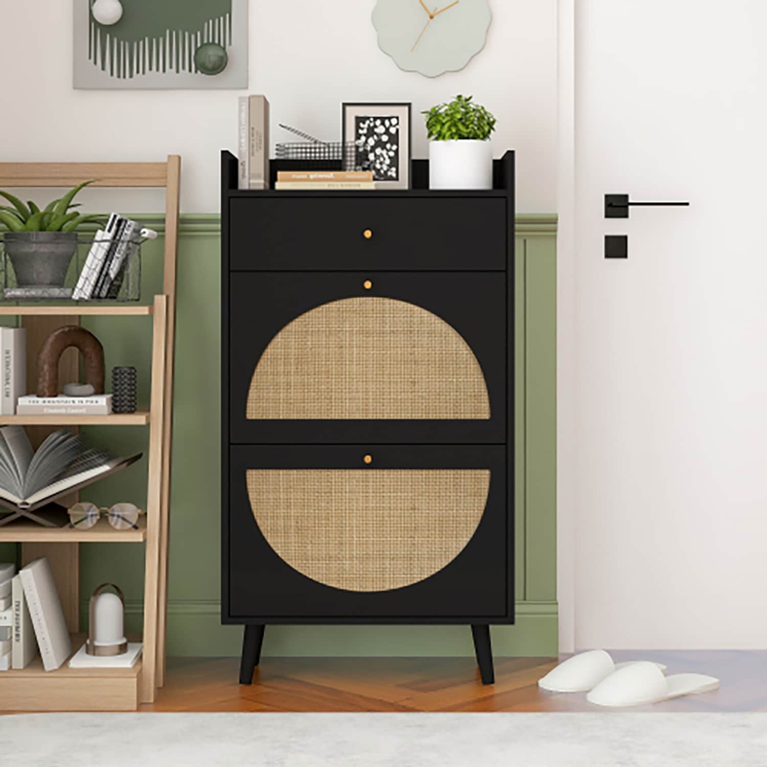 GZMR GZ-MH850762 shoe rack double layer Contemporary/Modern Black Sideboard