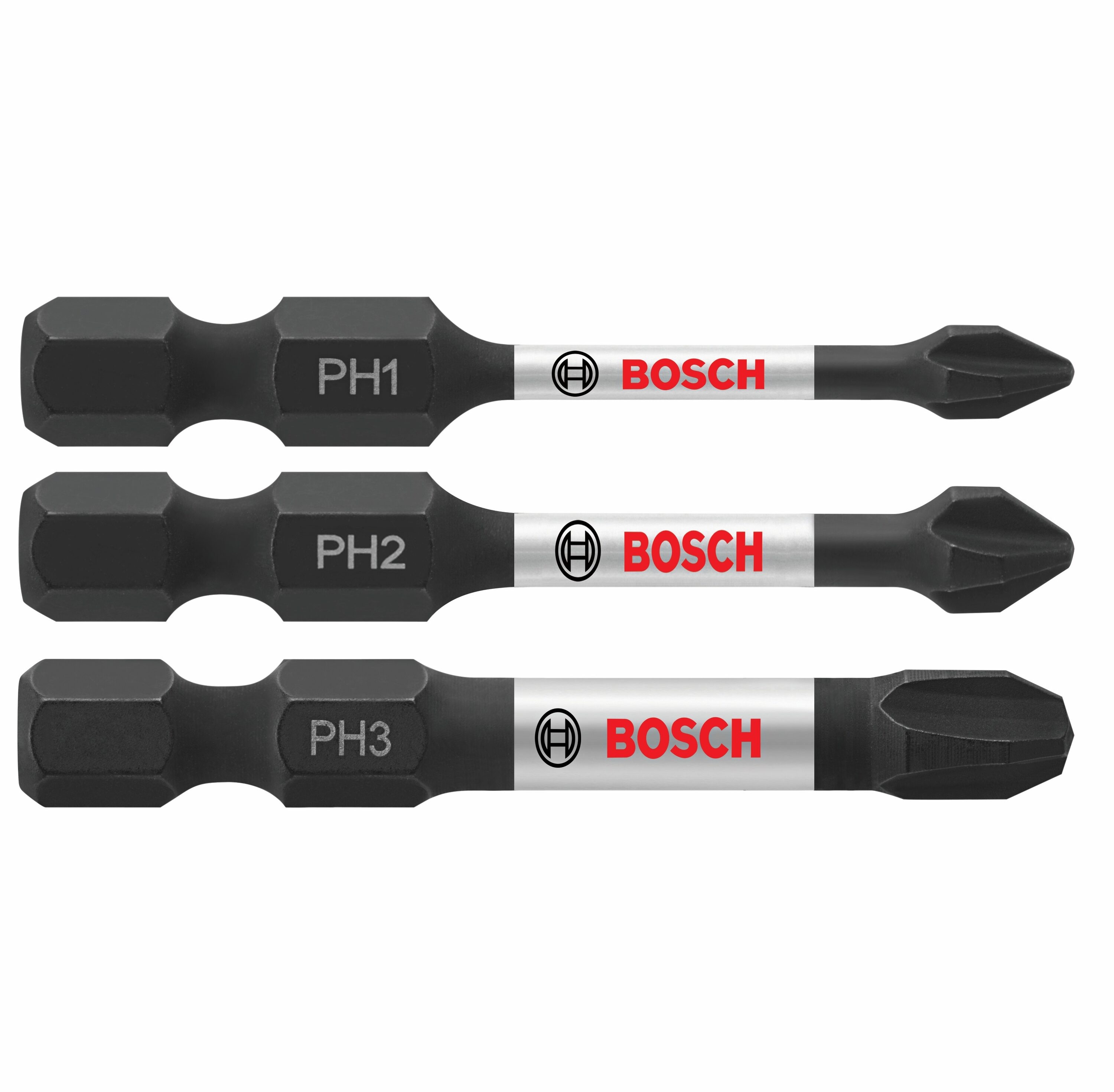 Bosch ITPHV203 Impact Tough 2-in Phillips Alloy Steel Hex Shank Screwdriver Bit Set (3-Piece)